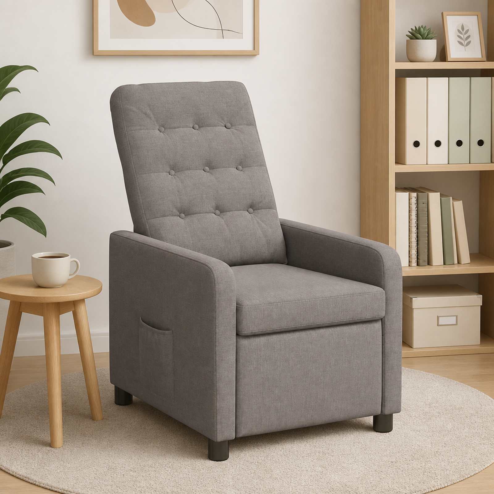 Naslonjač na ležanje Taupe 65 x 93 x 102 cm Blago