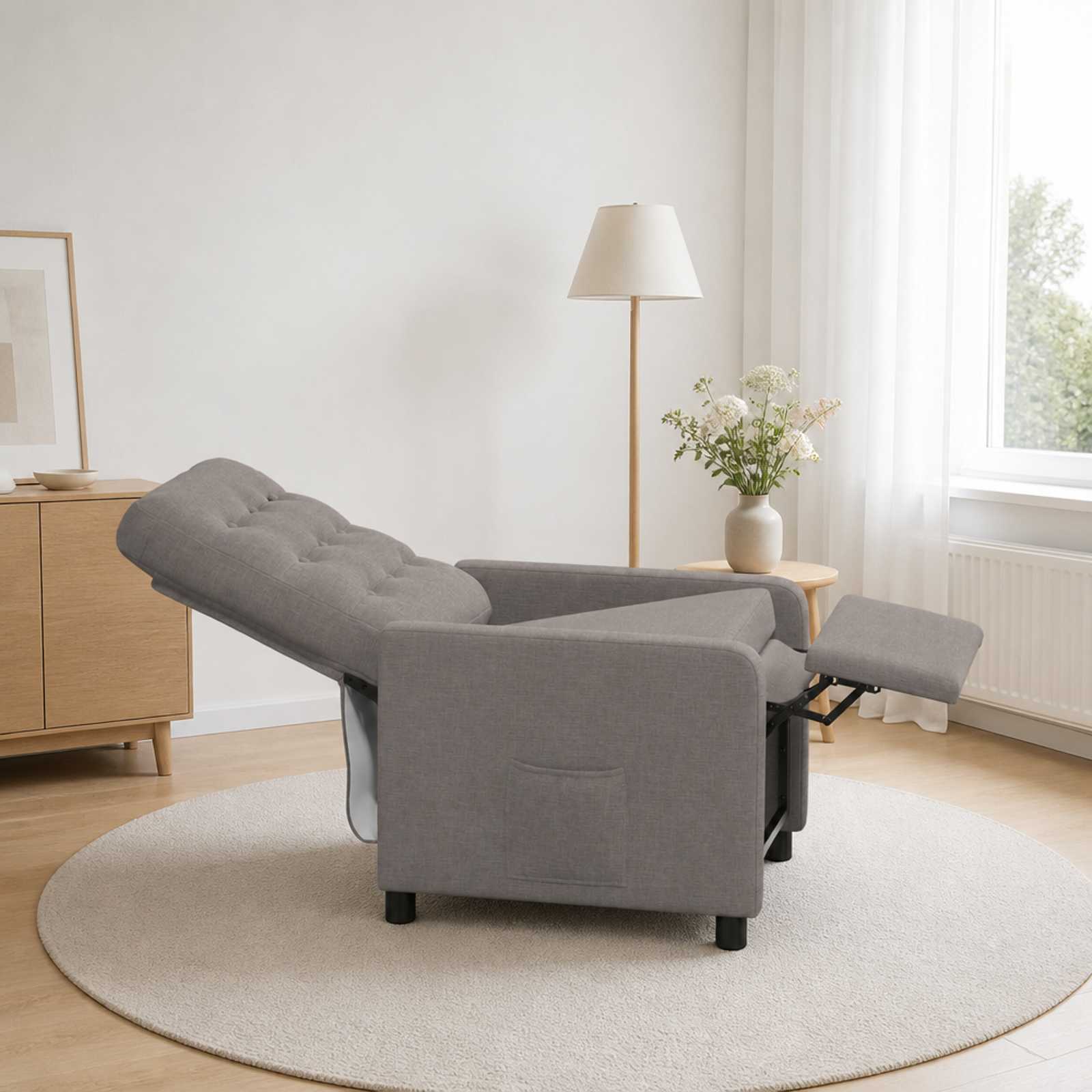 Naslonjač na ležanje Taupe 65 x 93 x 102 cm Blago