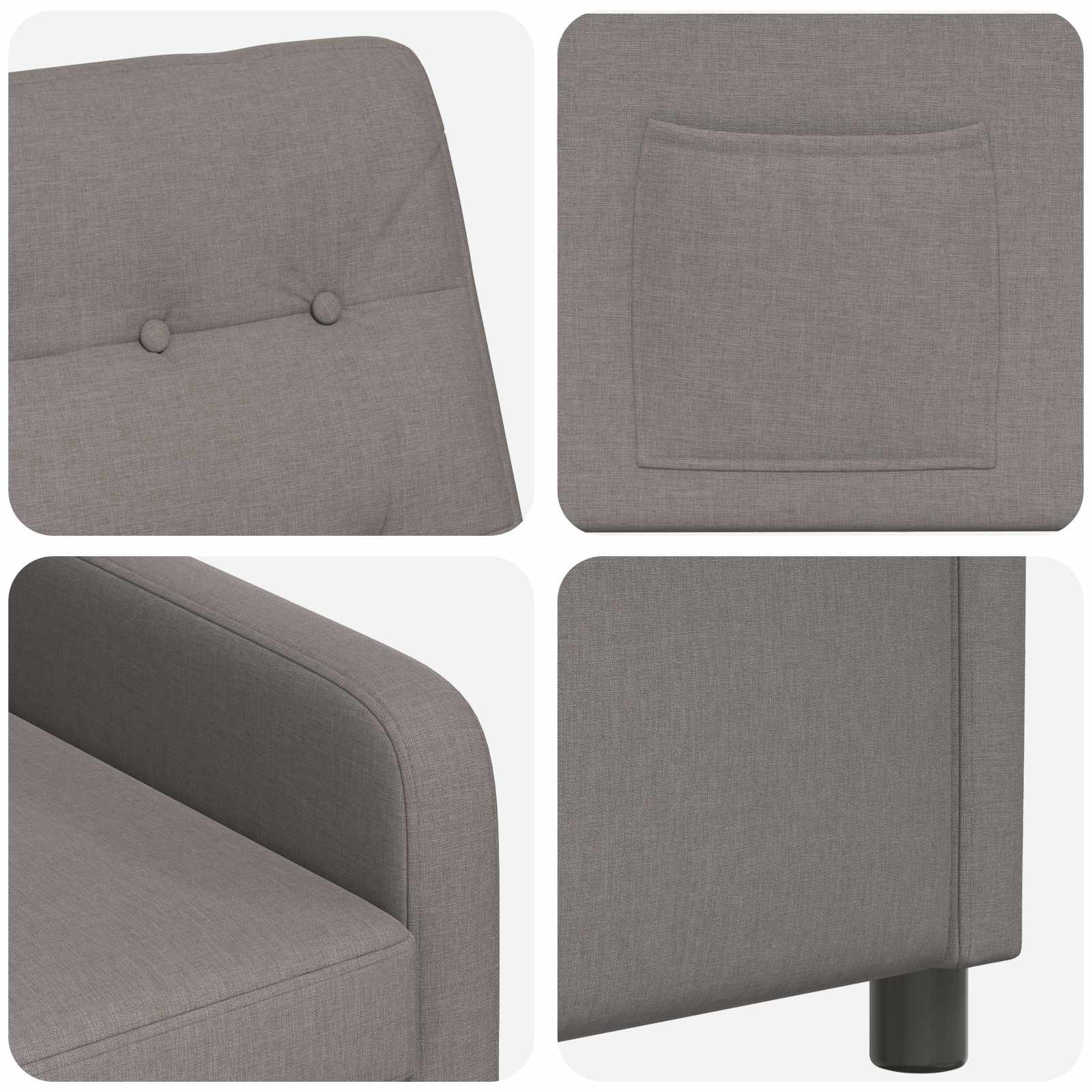 Naslonjač na ležanje Taupe 65 x 93 x 102 cm Blago