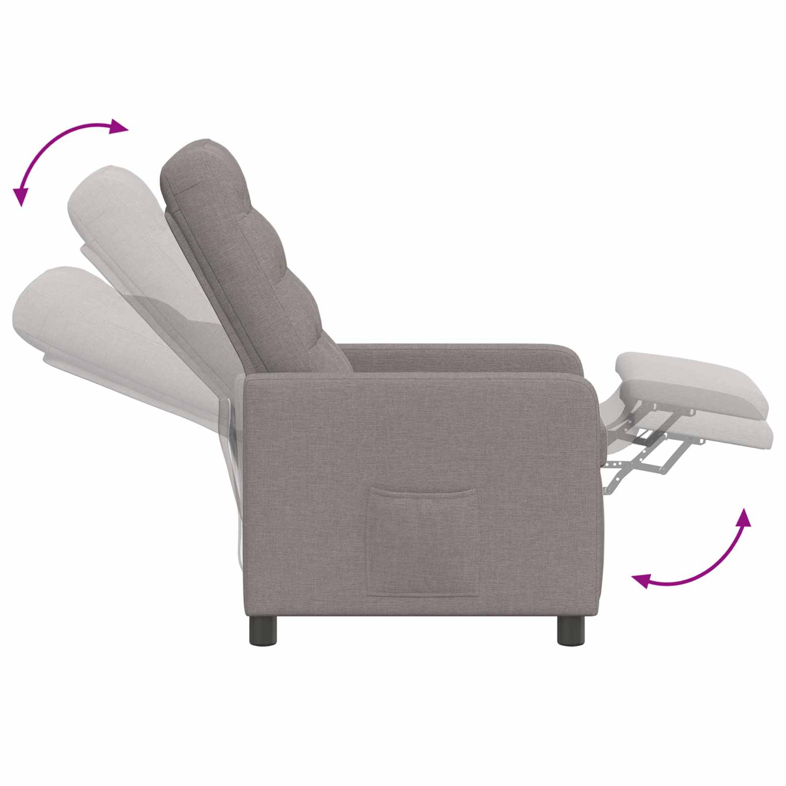 Naslonjač na ležanje Taupe 65 x 93 x 102 cm Blago