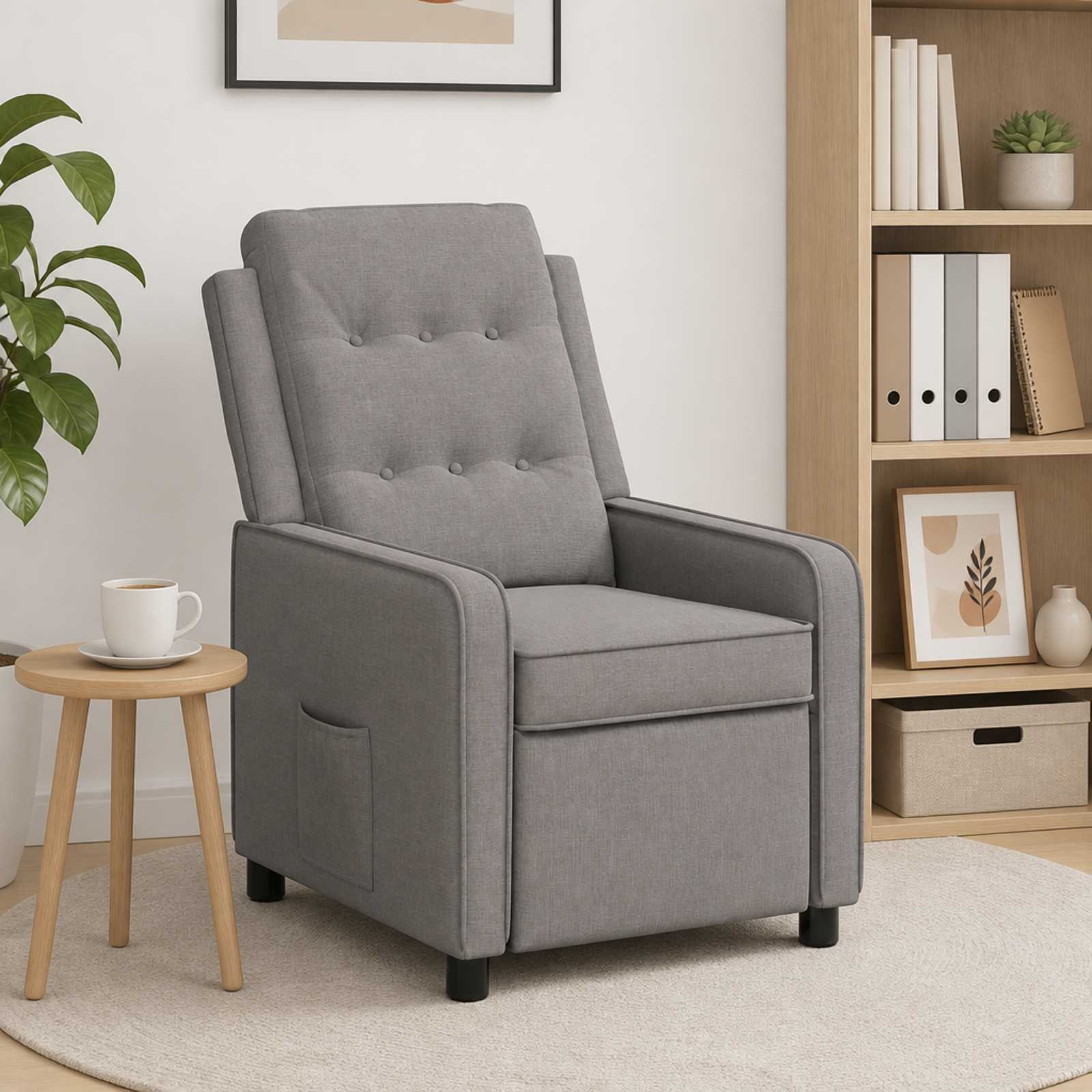 vidaXL Liggestol Gråbrun 65 x 93 x 102 cm Stof
