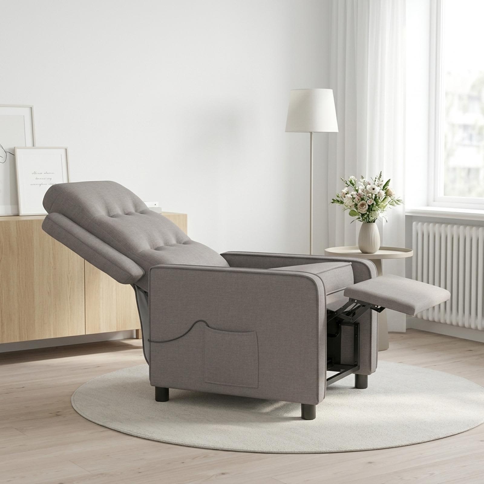 vidaXL Massagelænestol Gråbrun 65 x 93 x 102 cm Stof