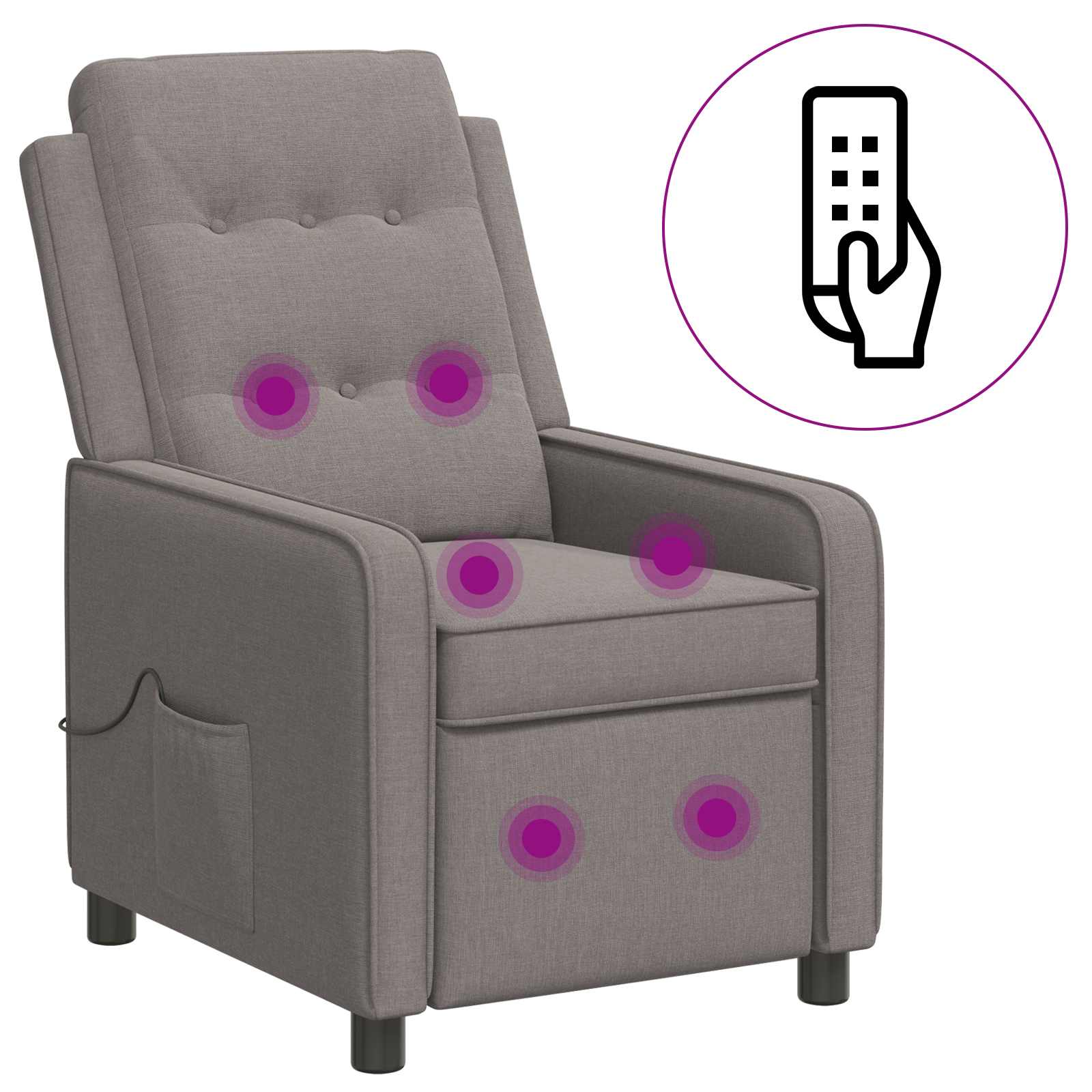 vidaXL - Massage-relaxfauteuil - Taupe - 65 - x - 93 - x - 102 - cm - Stof