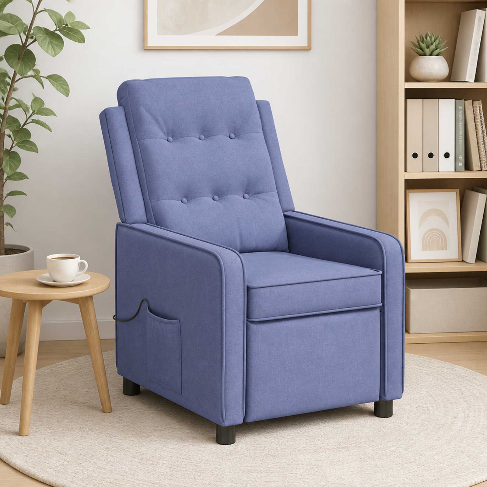 vidaXL Massagelænestol Jeans blå 65 x 93 x 102 cm Stof