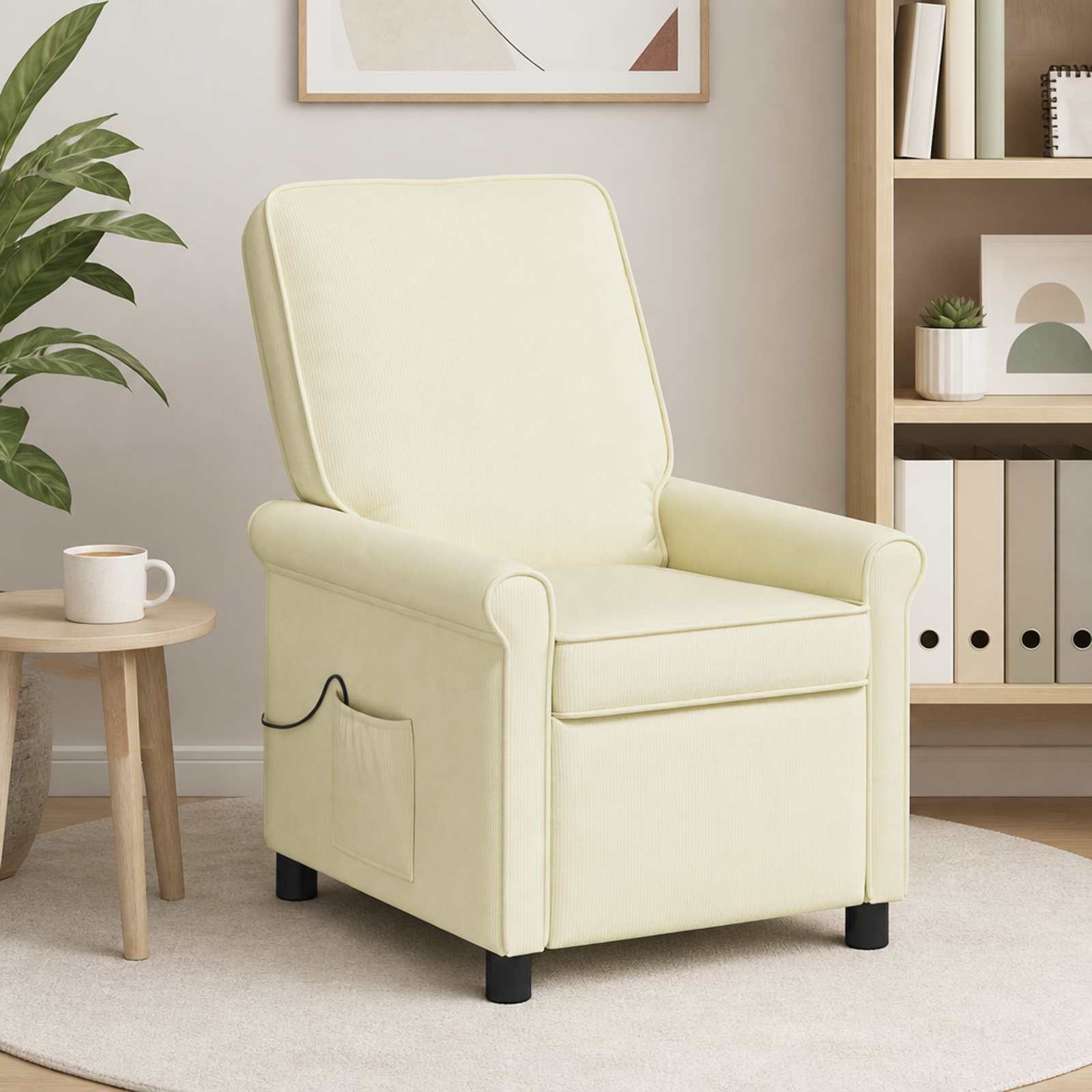 vidaXL Massagelænestol Cremefarvet 69 x 95 x 101 cm Stof