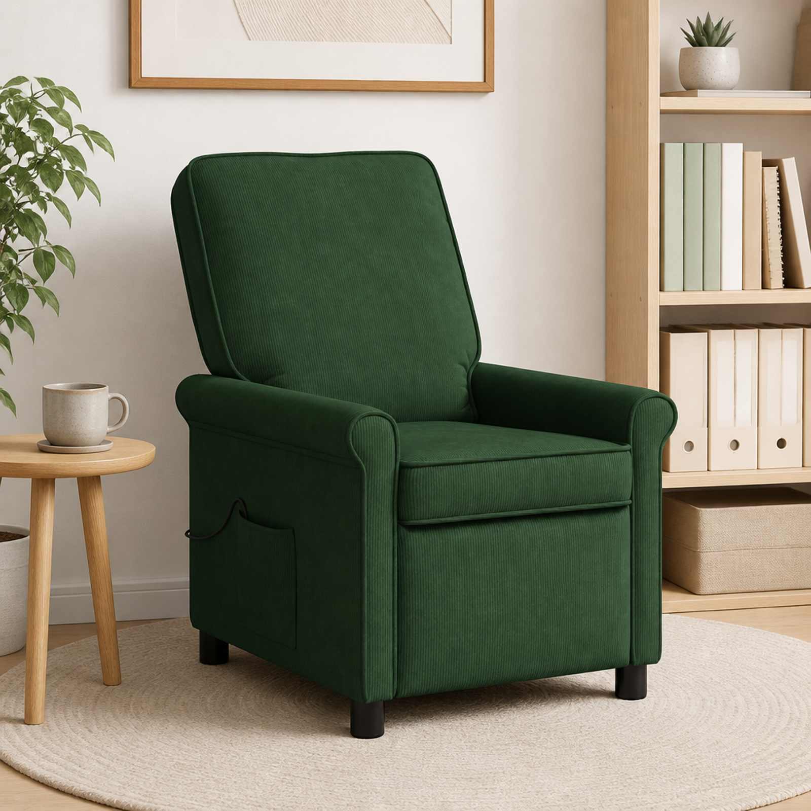vidaXL Massagelænestol Mørkegrøn 69 x 95 x 101 cm Stof