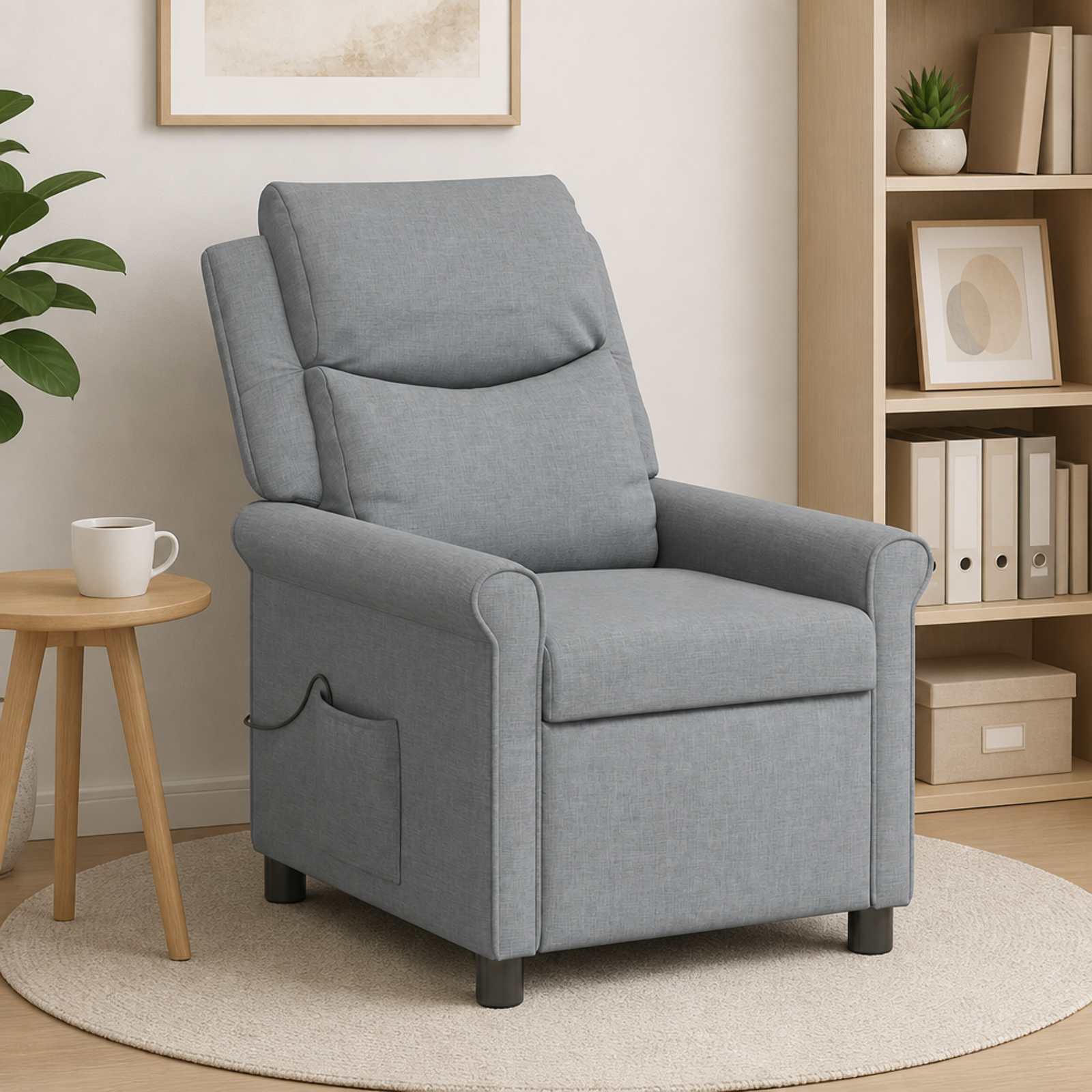 vidaXL Massagelænestol Lysegrå 69 x 93 x 102 cm Stof