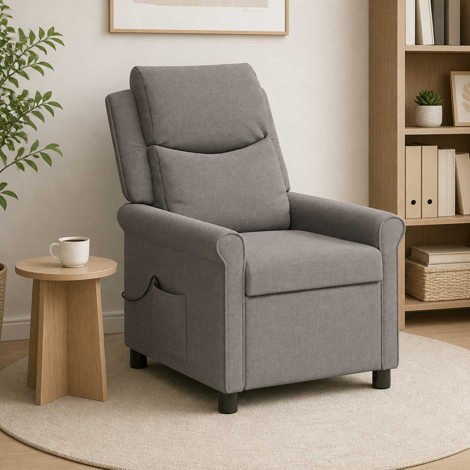 vidaXL Massagelænestol Gråbrun 69 x 93 x 102 cm Stof