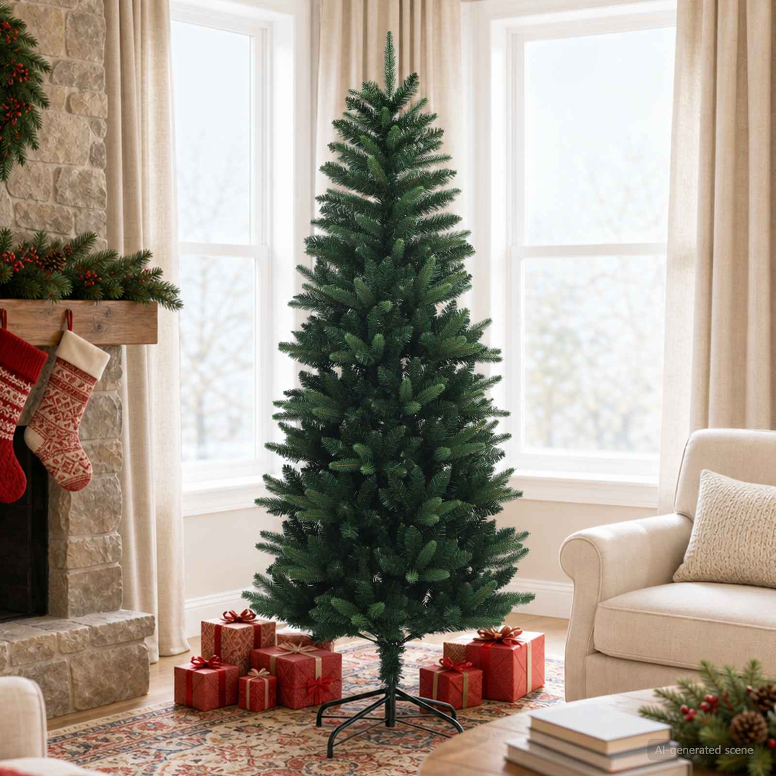 vidaXL Artificial Hinged Christmas Tree 180 cm PE og PVC Grøn