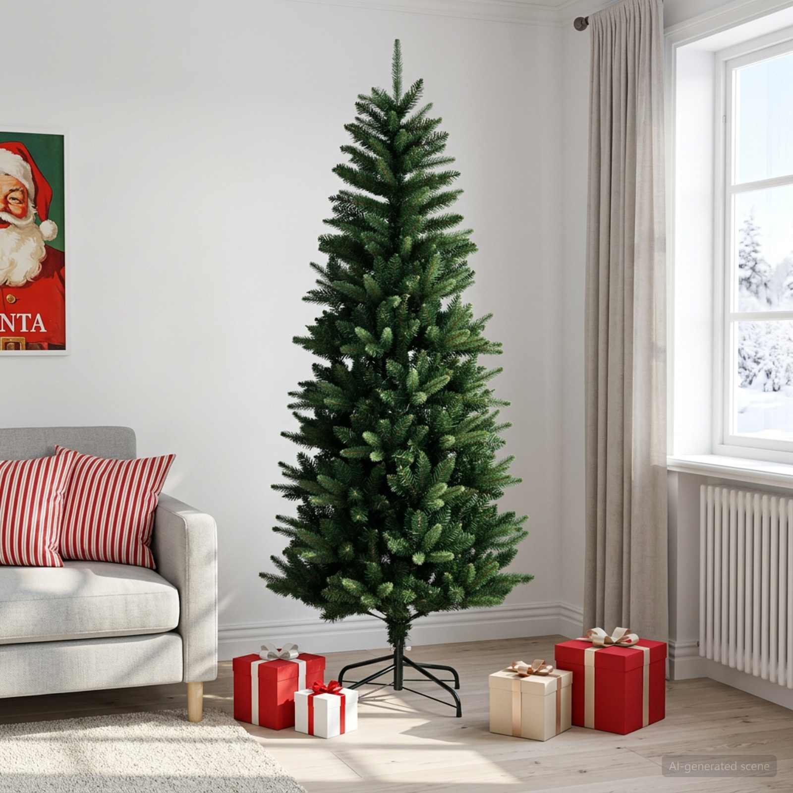 vidaXL Artificial Hinged Christmas Tree 210 cm PE og PVC Grøn