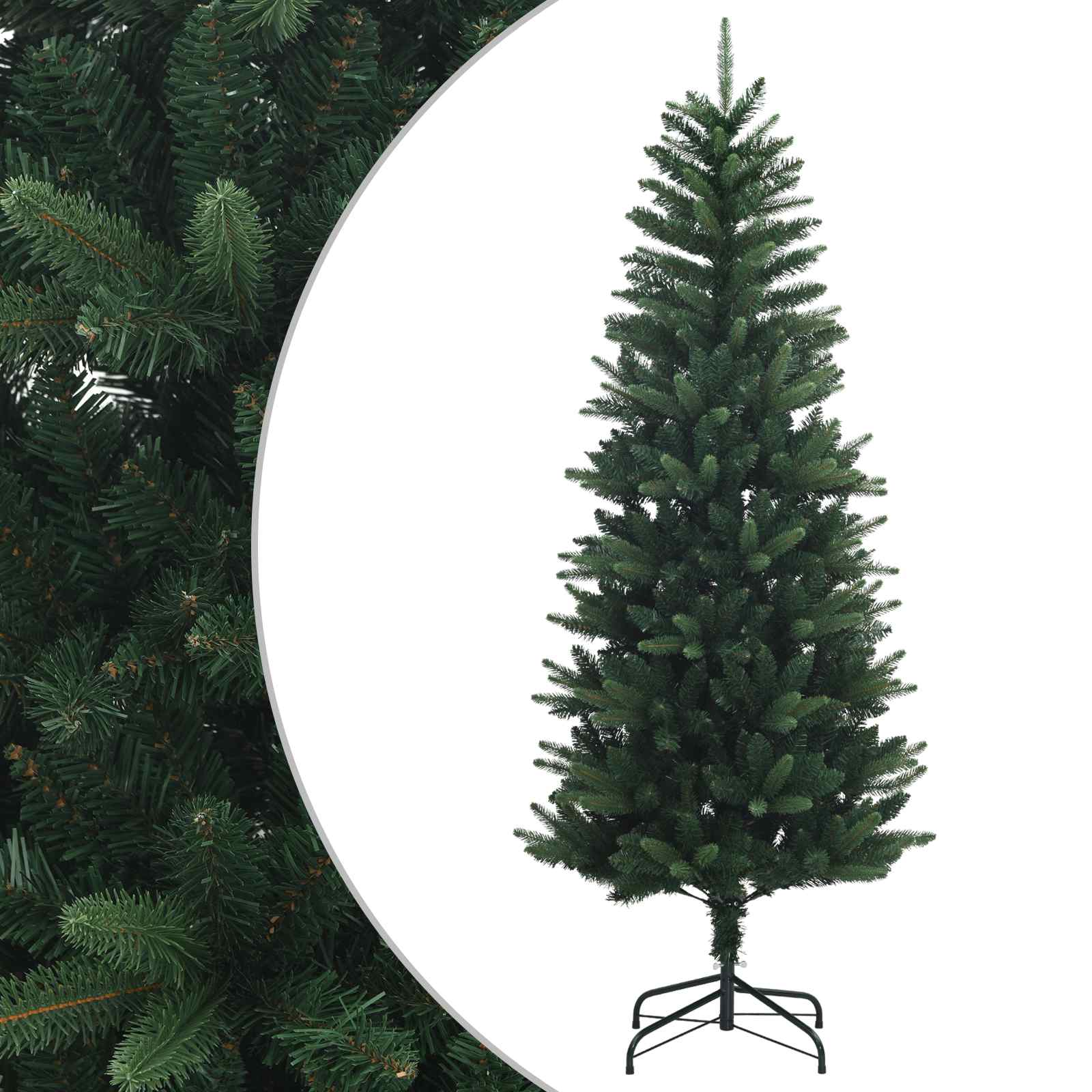 vidaXL Artificial Hinged Christmas Tree 210 cm PE a PVC Zelená