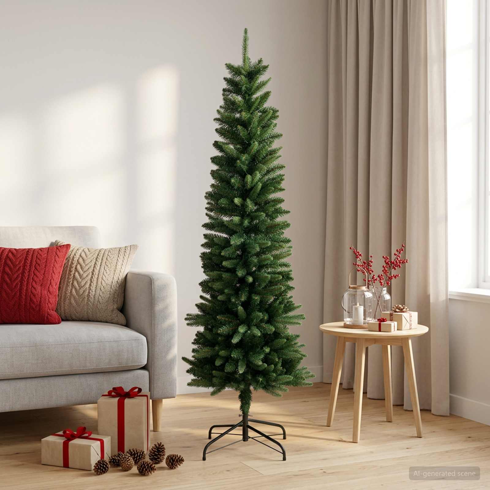 Artificial Slim Christmas Tree 120 cm PE in PVC Zelena