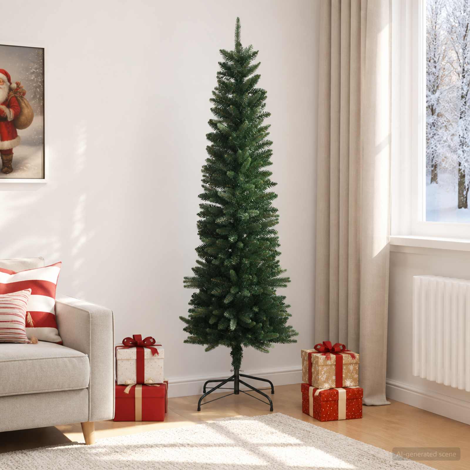 vidaXL Artificial Slim Christmas Tree 210 cm PE og PVC Grøn