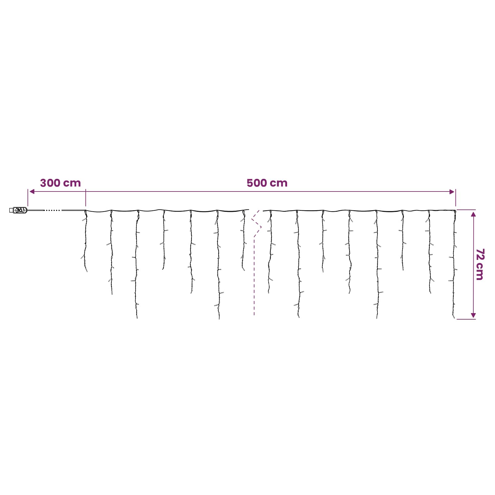 Svetlobna zavesa 210 LED Toplo bela 500 x 72 cm
