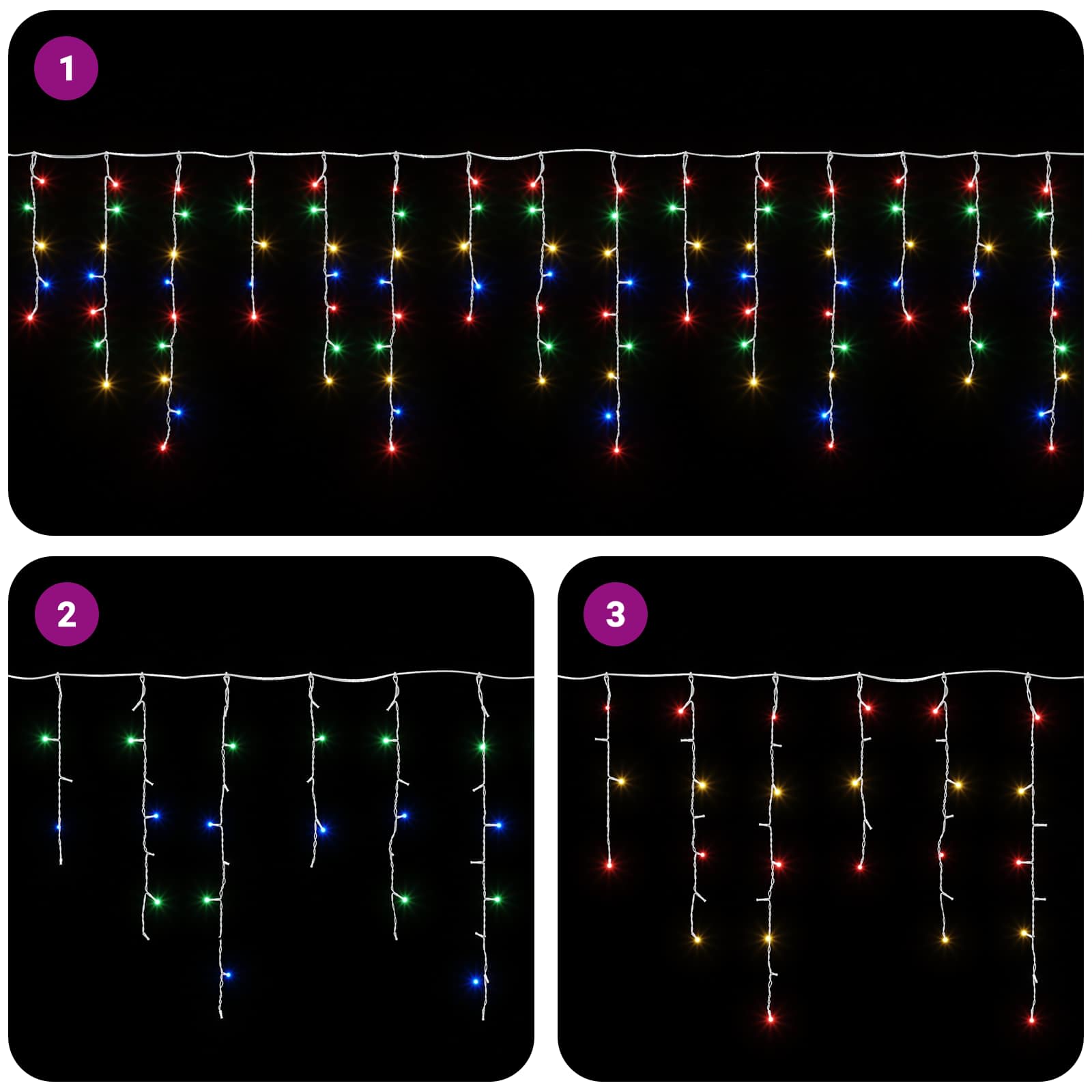 Svetlobna zavesa 210 LED Večbarvno 500 x 72 cm