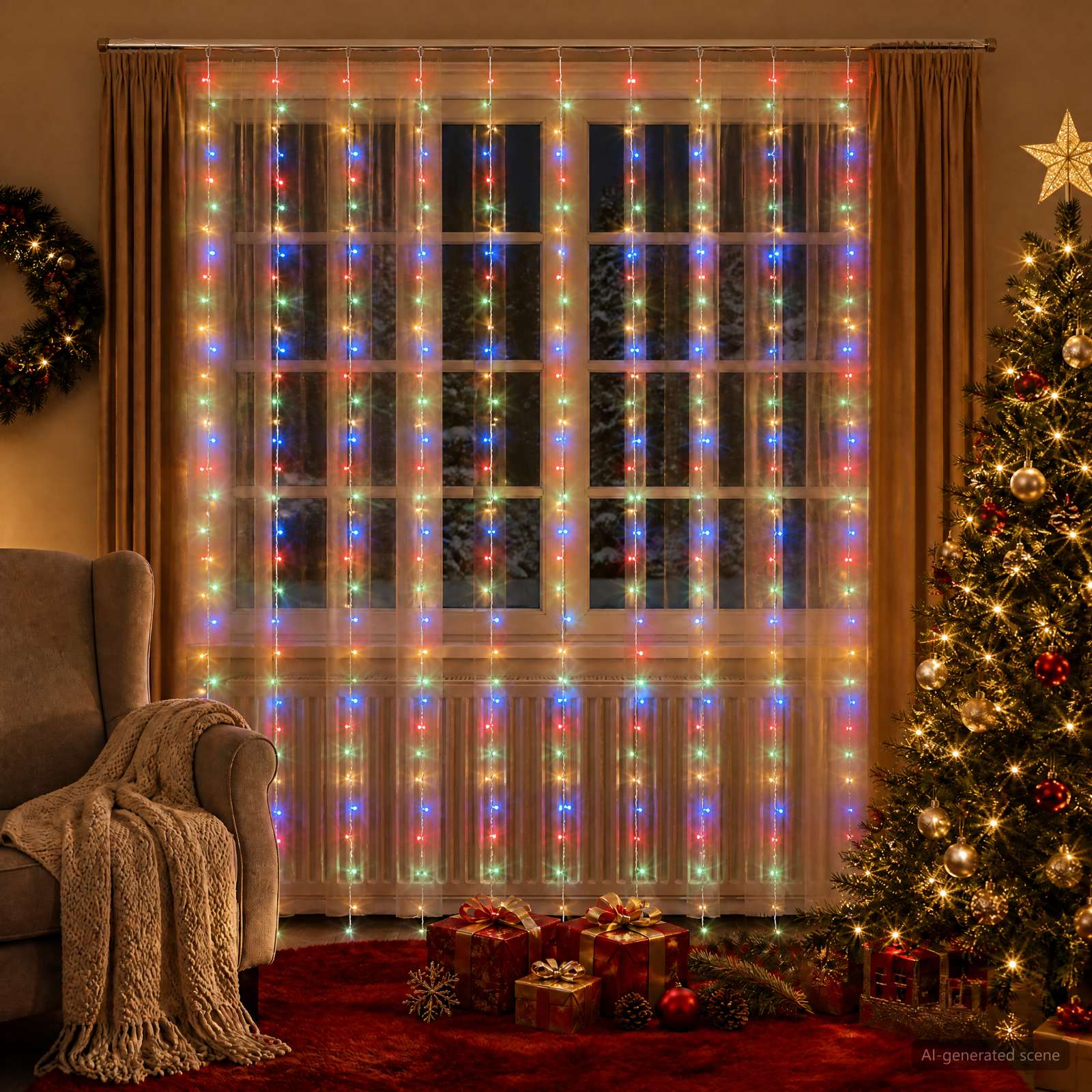 Svetlobna zavesa 300 LED Večbarvno 300 x 300 cm