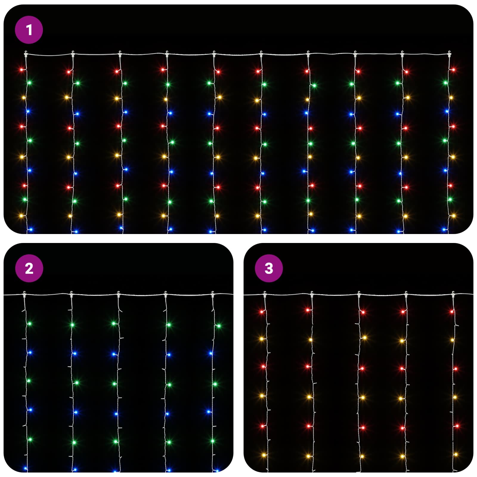 Svetlobna zavesa 300 LED Večbarvno 300 x 300 cm