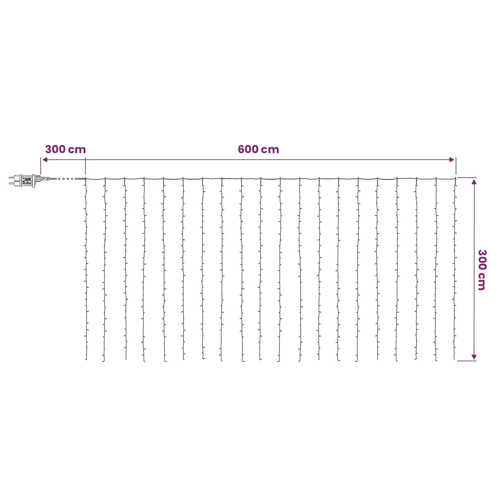 Svetlobna zavesa 600 LED Modra 600 x 300 cm