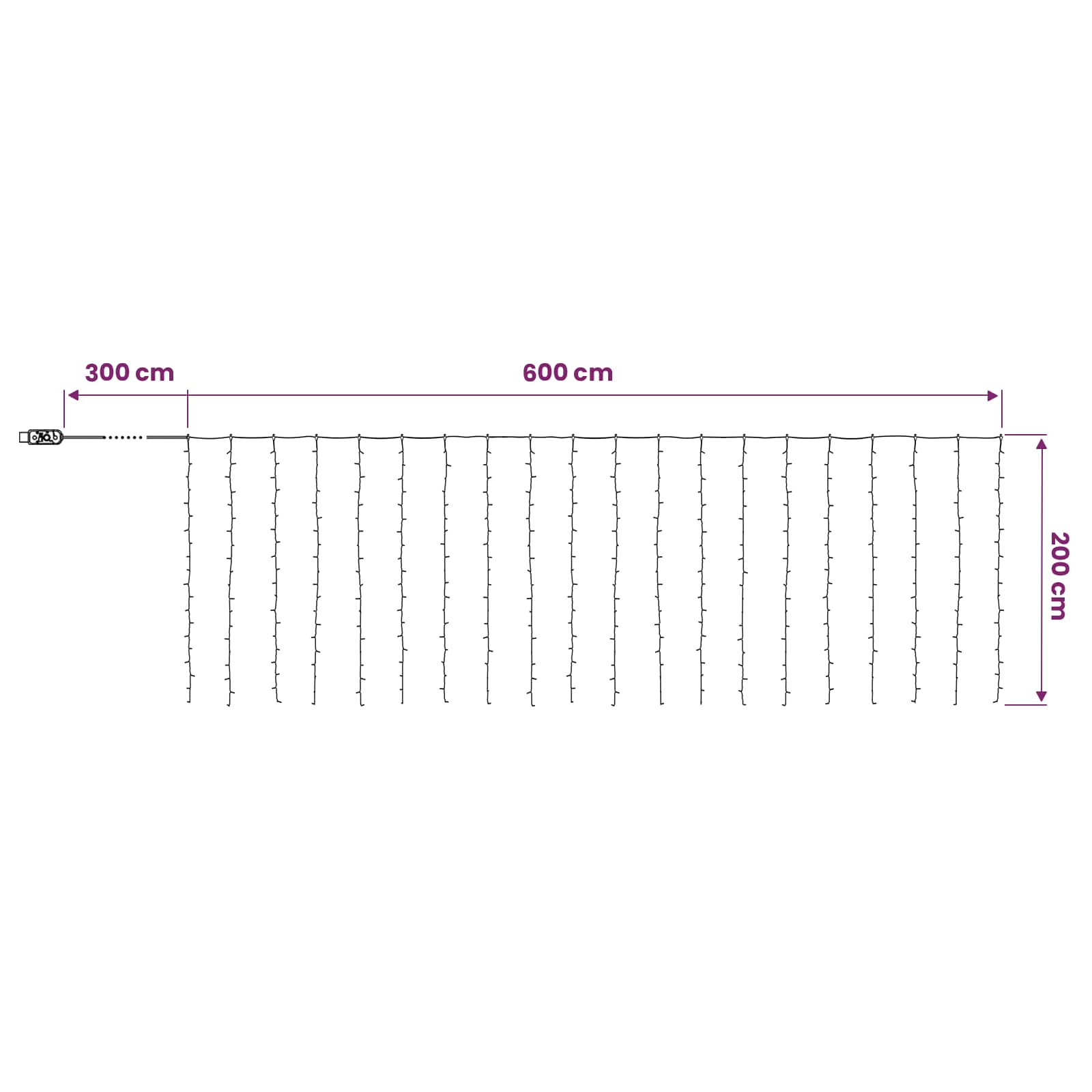 Svetlobna zavesa 400 LED Toplo bela 600 x 200 cm