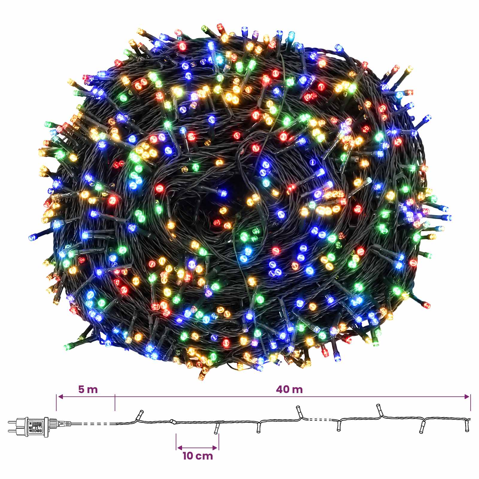 Božične lučke z načinom dveh barv 400 LED Večbarvno 40 m