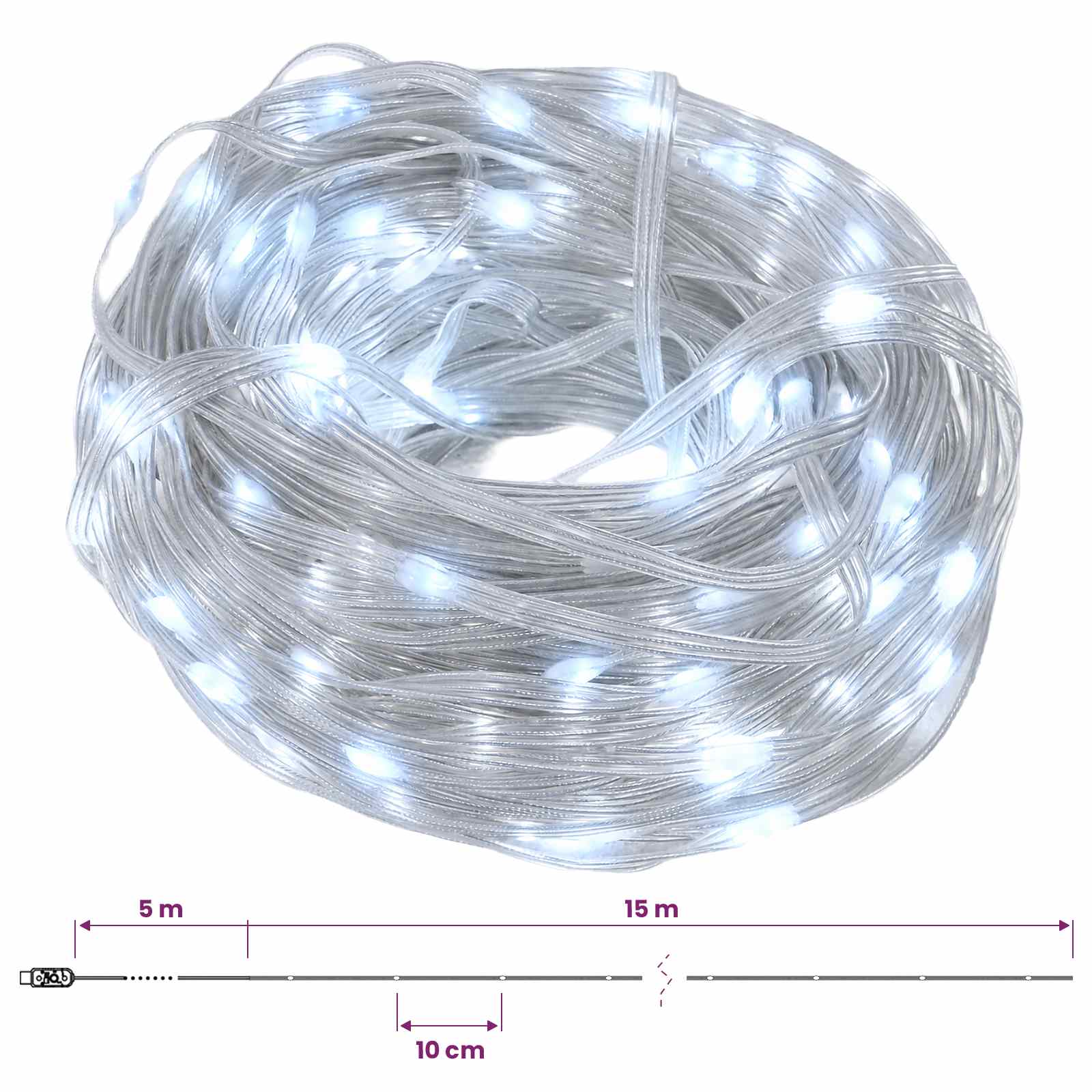 Rope Lights 150 LEDs Cold size guide