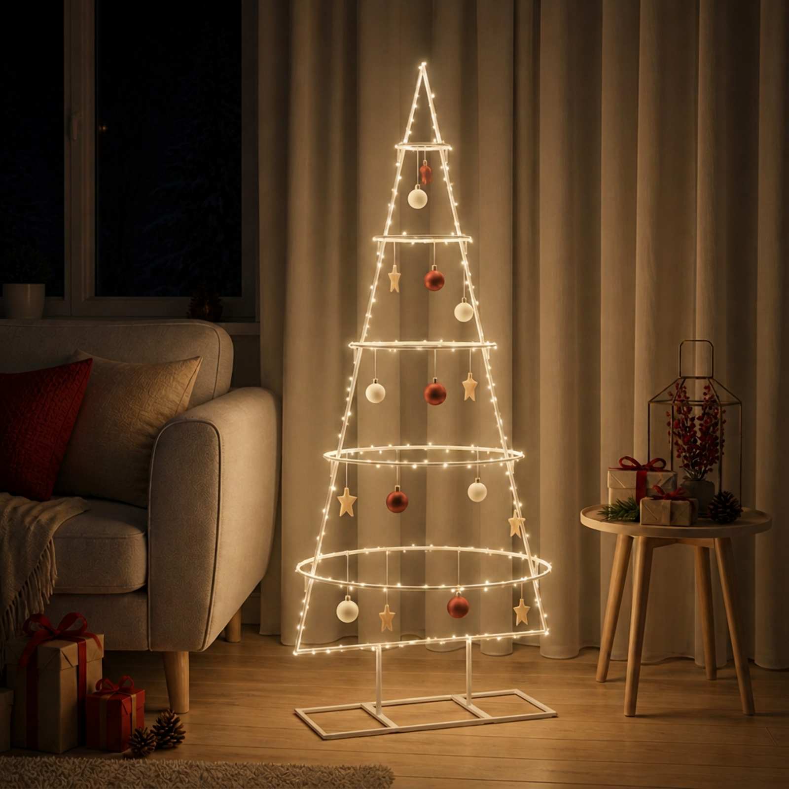 vidaXL Metall-Weihnachtsbaum mit Ständer KUOPIO 125 cm Stahl Weiß – Bild 3