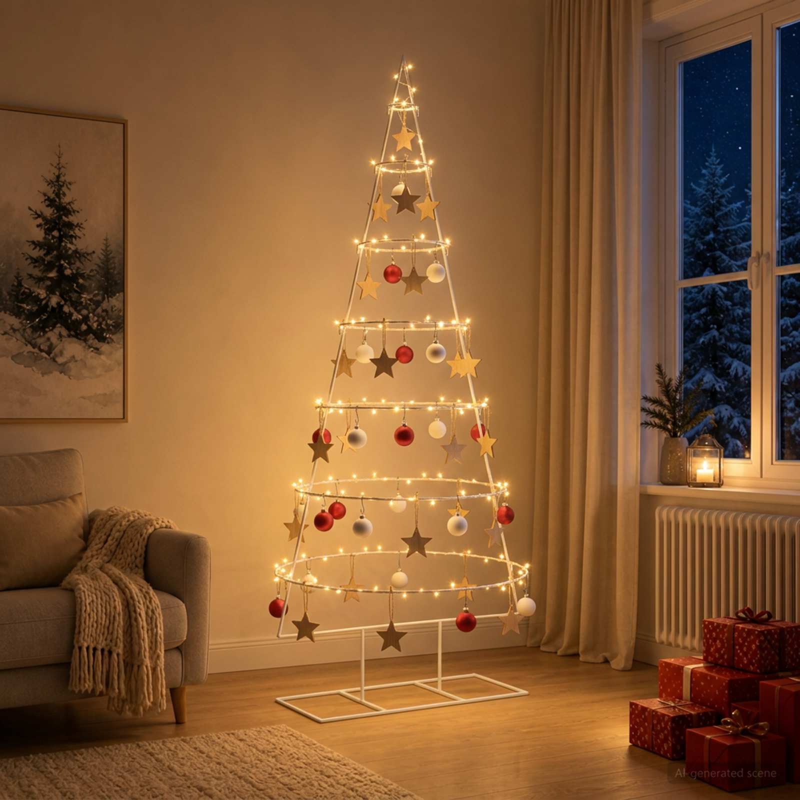 vidaXL Metall-Weihnachtsbaum mit Ständer KUOPIO 180 cm Stahl Weiß – Bild 3