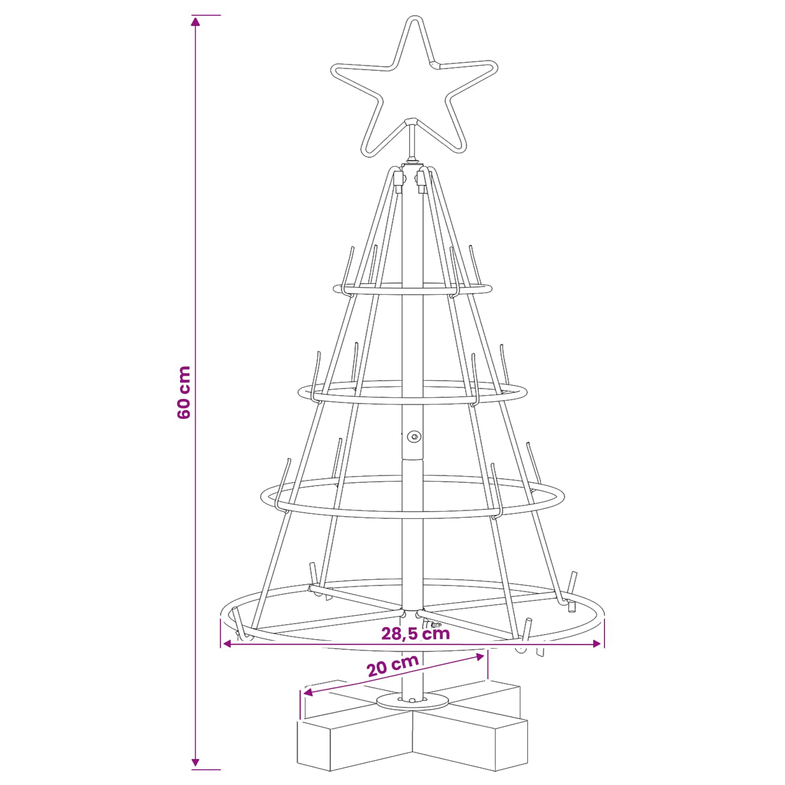 Kovinsko božično drevesce KUOPIO 60 cm Jeklo Bela