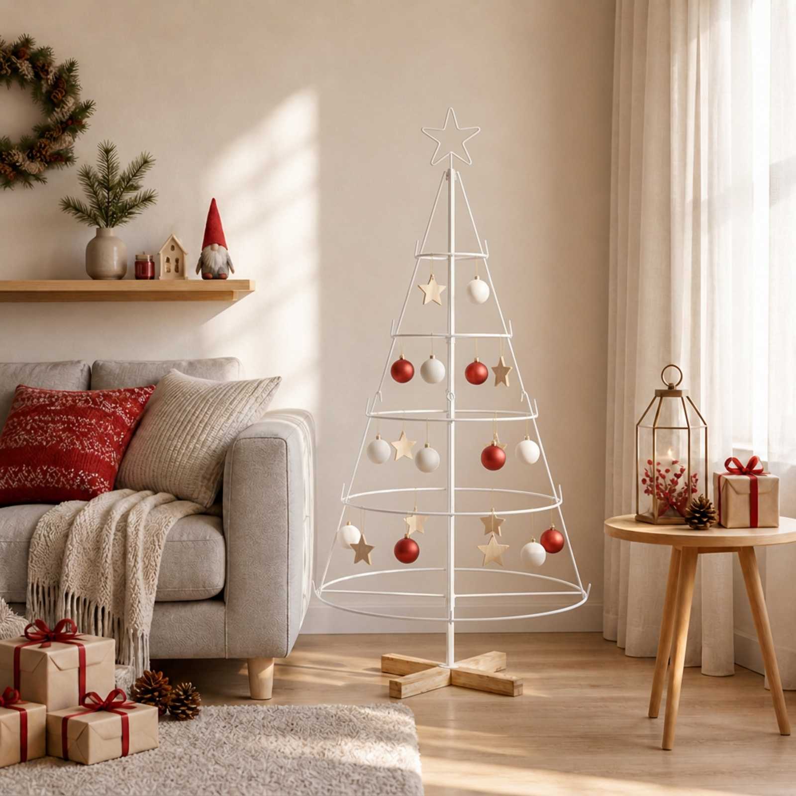 vidaXL Metall Weihnachtsbaum KUOPIO 125 cm Stahl Weiß