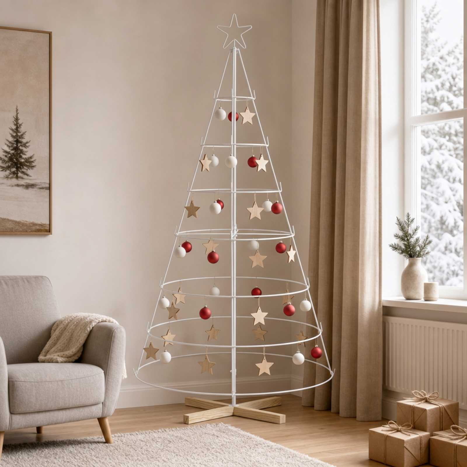 vidaXL Metall Weihnachtsbaum KUOPIO 180 cm Stahl Weiß