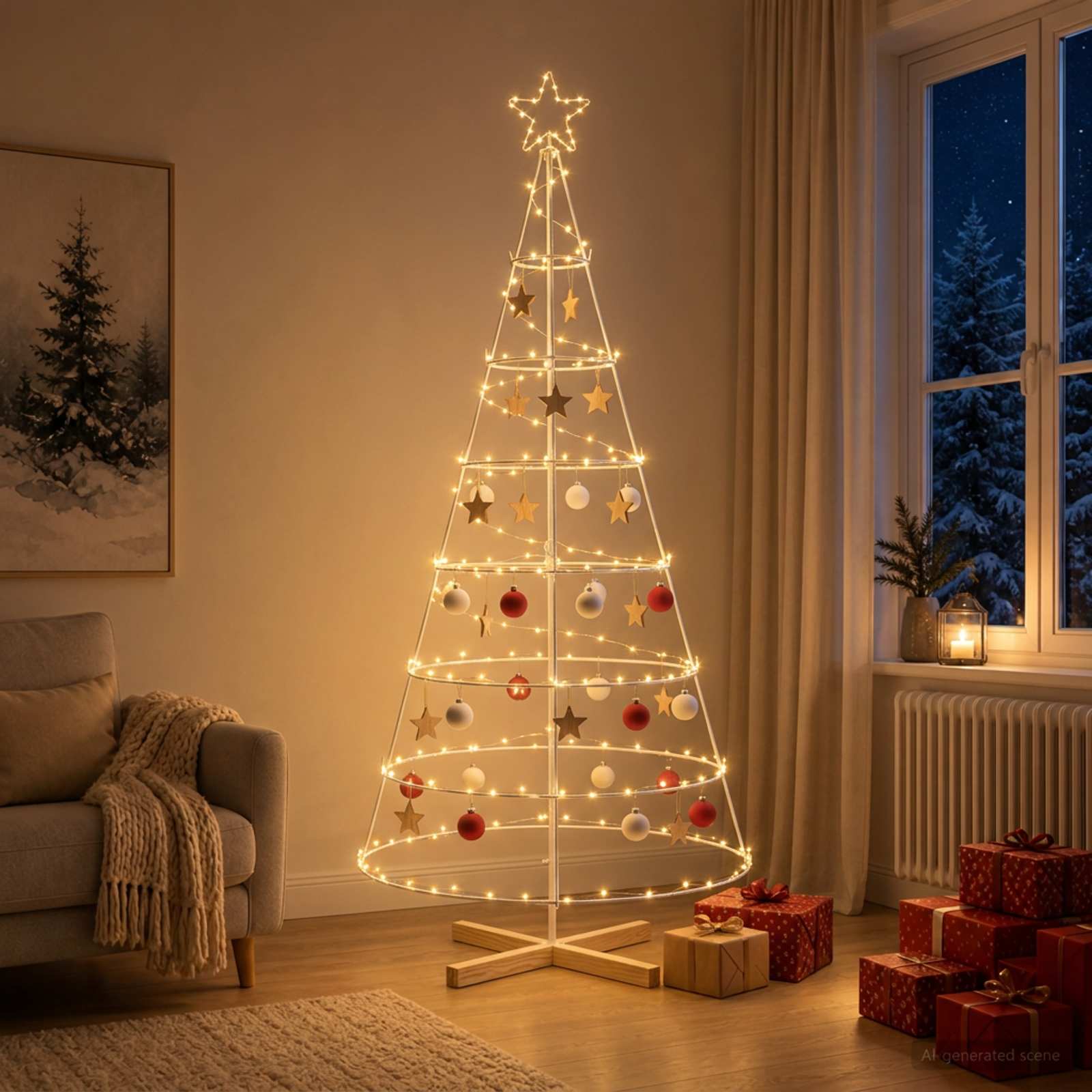 vidaXL Metall Weihnachtsbaum KUOPIO 180 cm Stahl Weiß – Bild 3