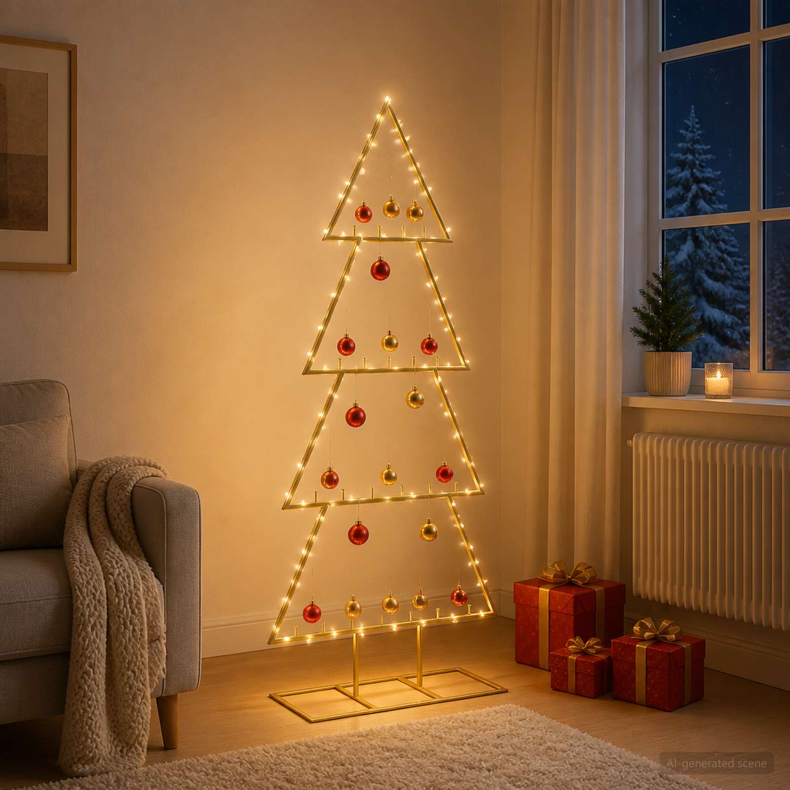 vidaXL - Metalen - kerstboom - met - standaard - KUOPIO - 125 - cm - Staal - Goud