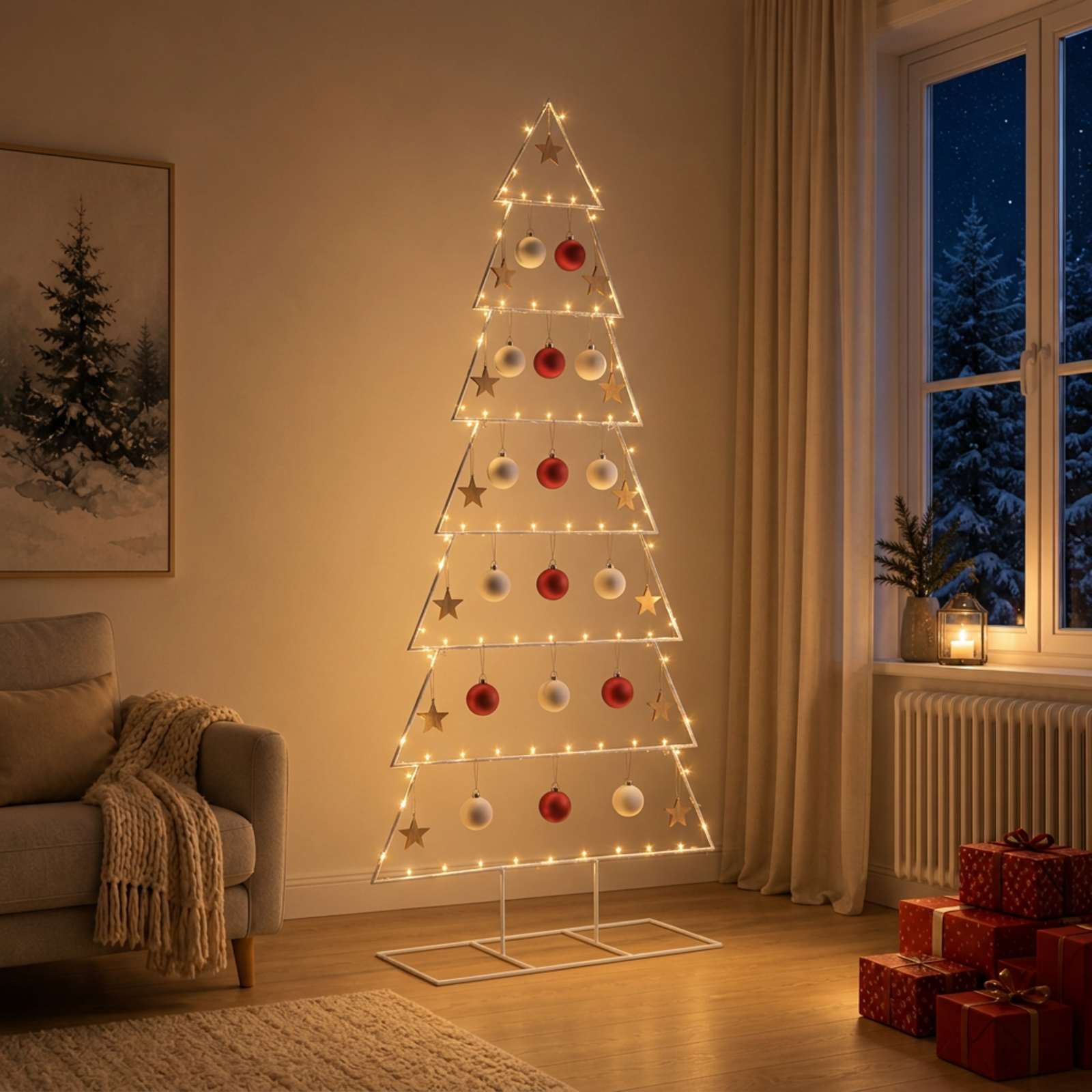 vidaXL Metall Weihnachtsbaum KUOPIO 210 cm Stahl Weiß – Bild 3