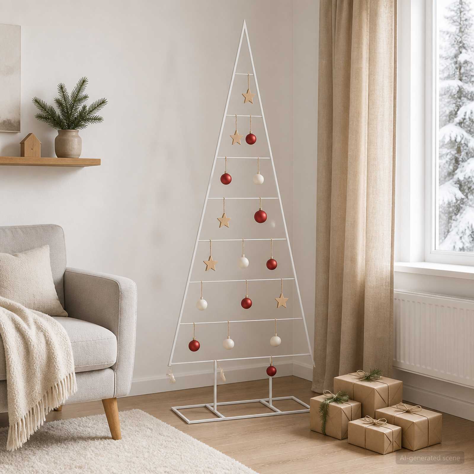 Metalen kerstboom KUOPIO 150 cm Poedergecoat staal Wit