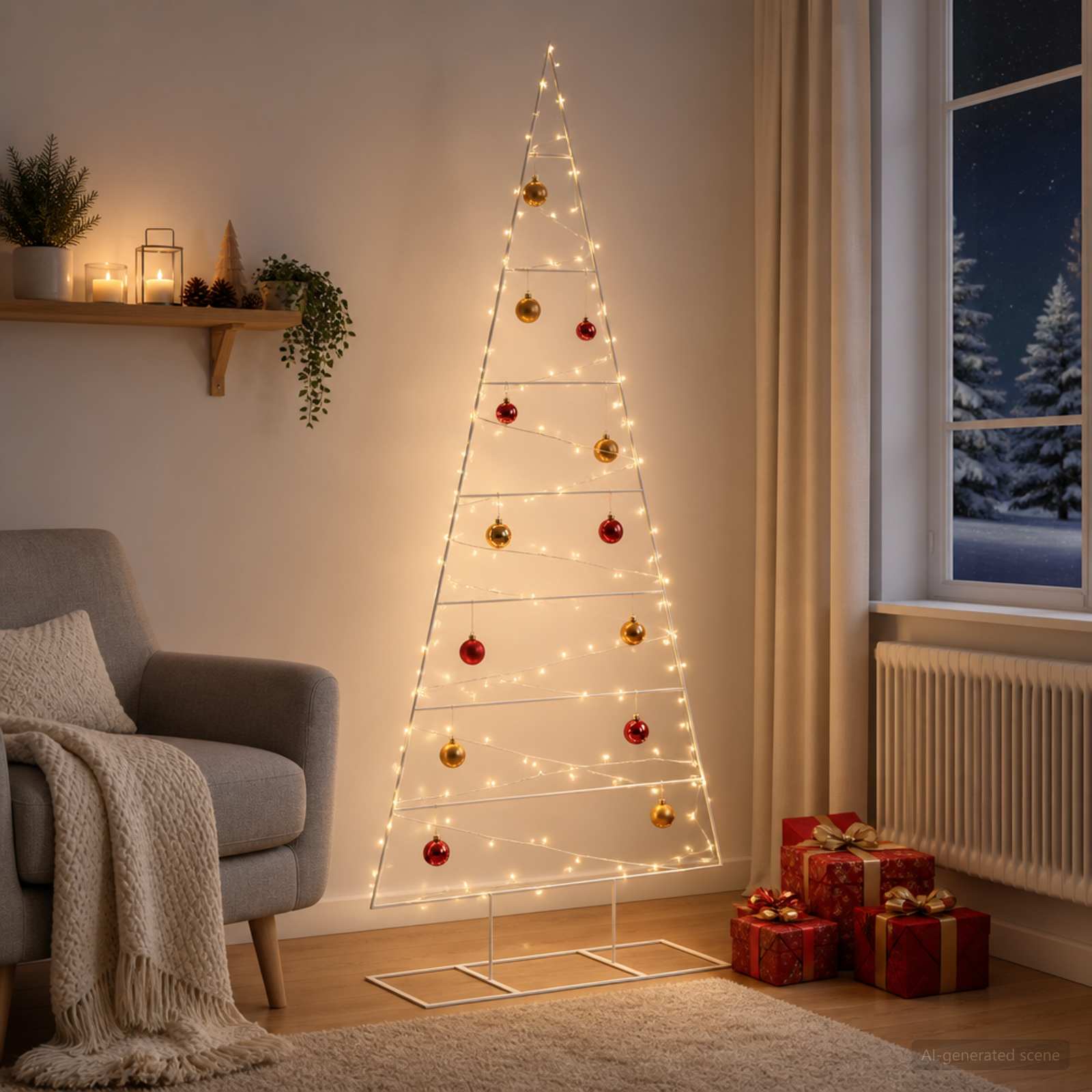 Metalen kerstboom KUOPIO 210 cm Poedergecoat staal Wit