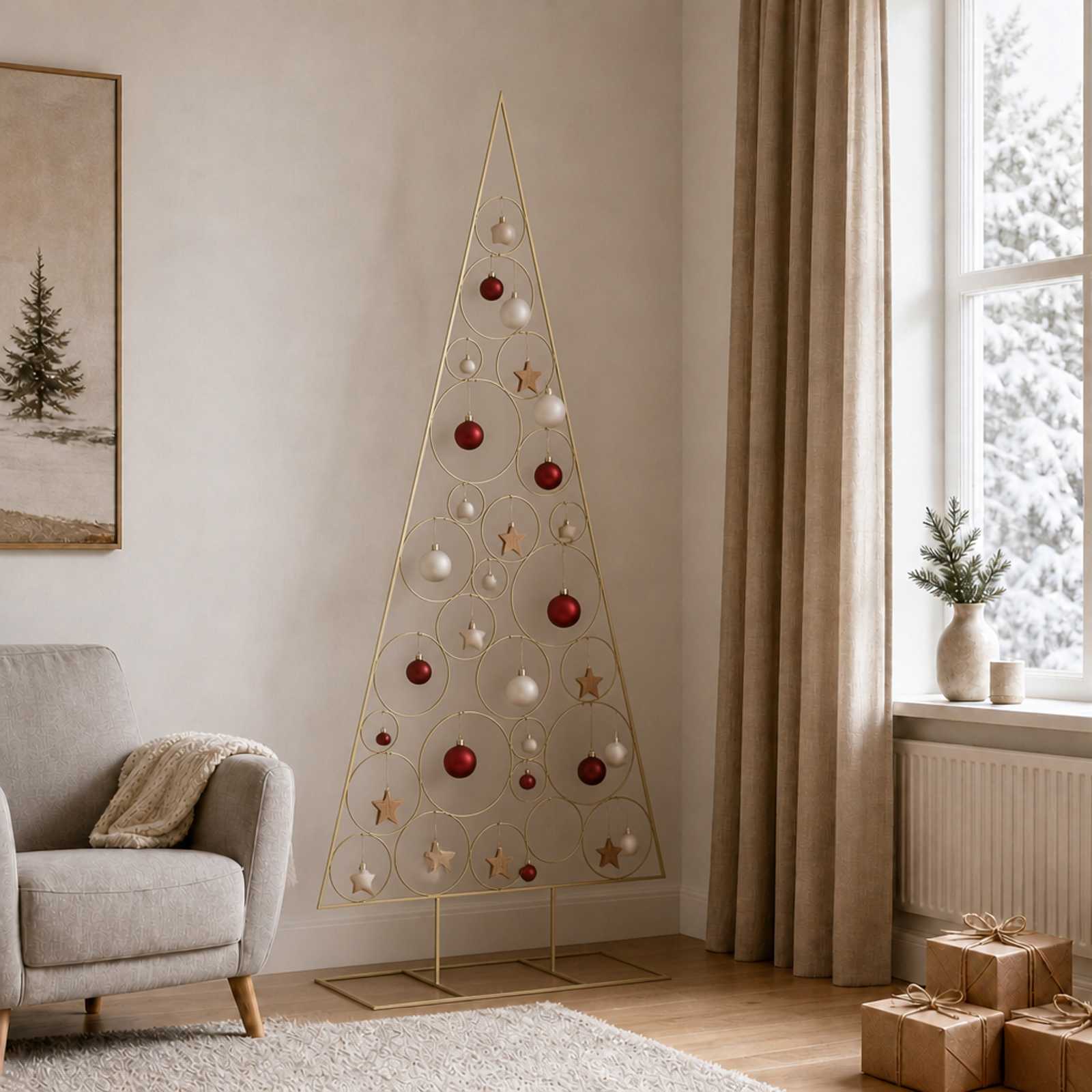 vidaXL Metall Weihnachtsbaum KUOPIO 210 cm Stahl Gold