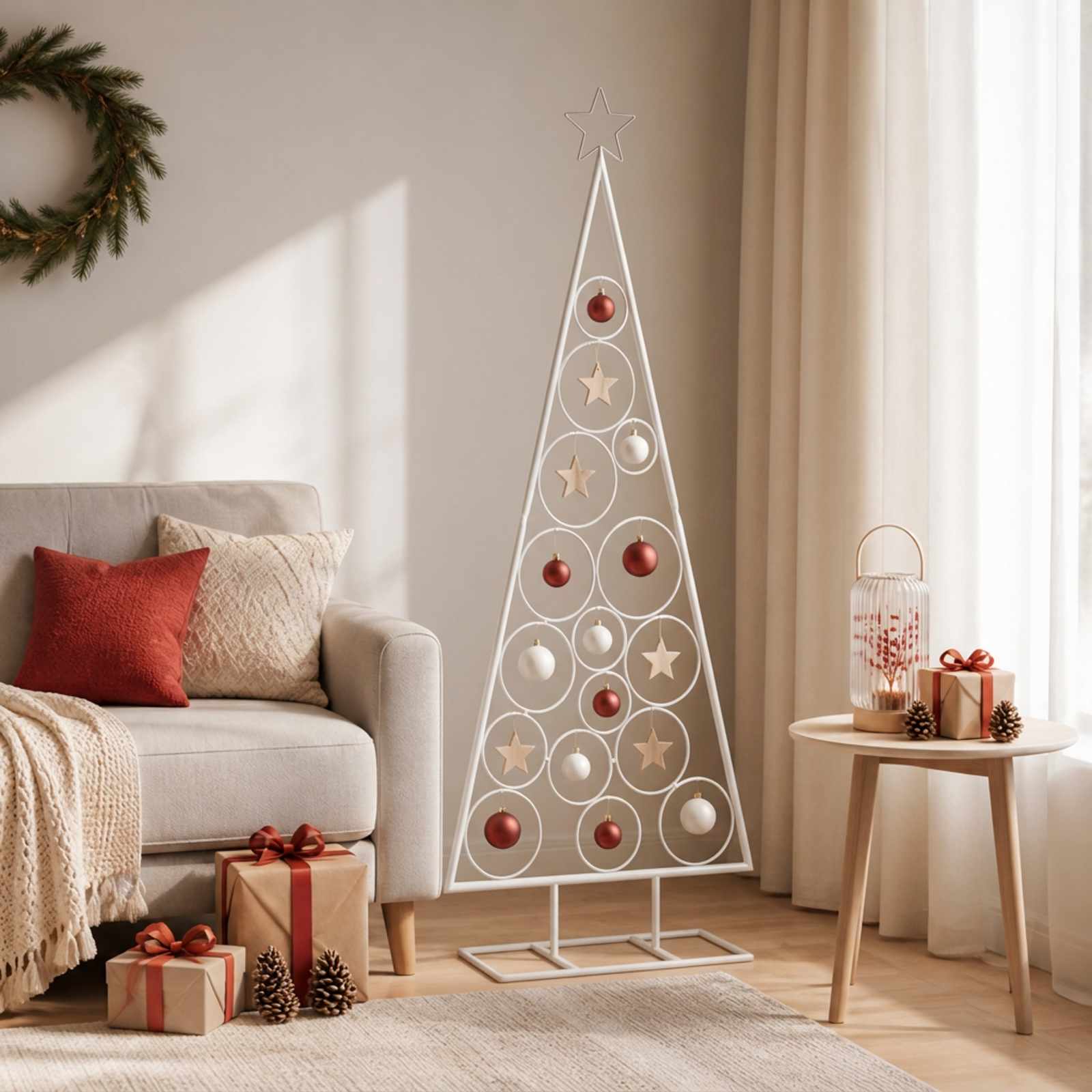 vidaXL Metall Weihnachtsbaum KUOPIO 125 cm Stahl Weiß