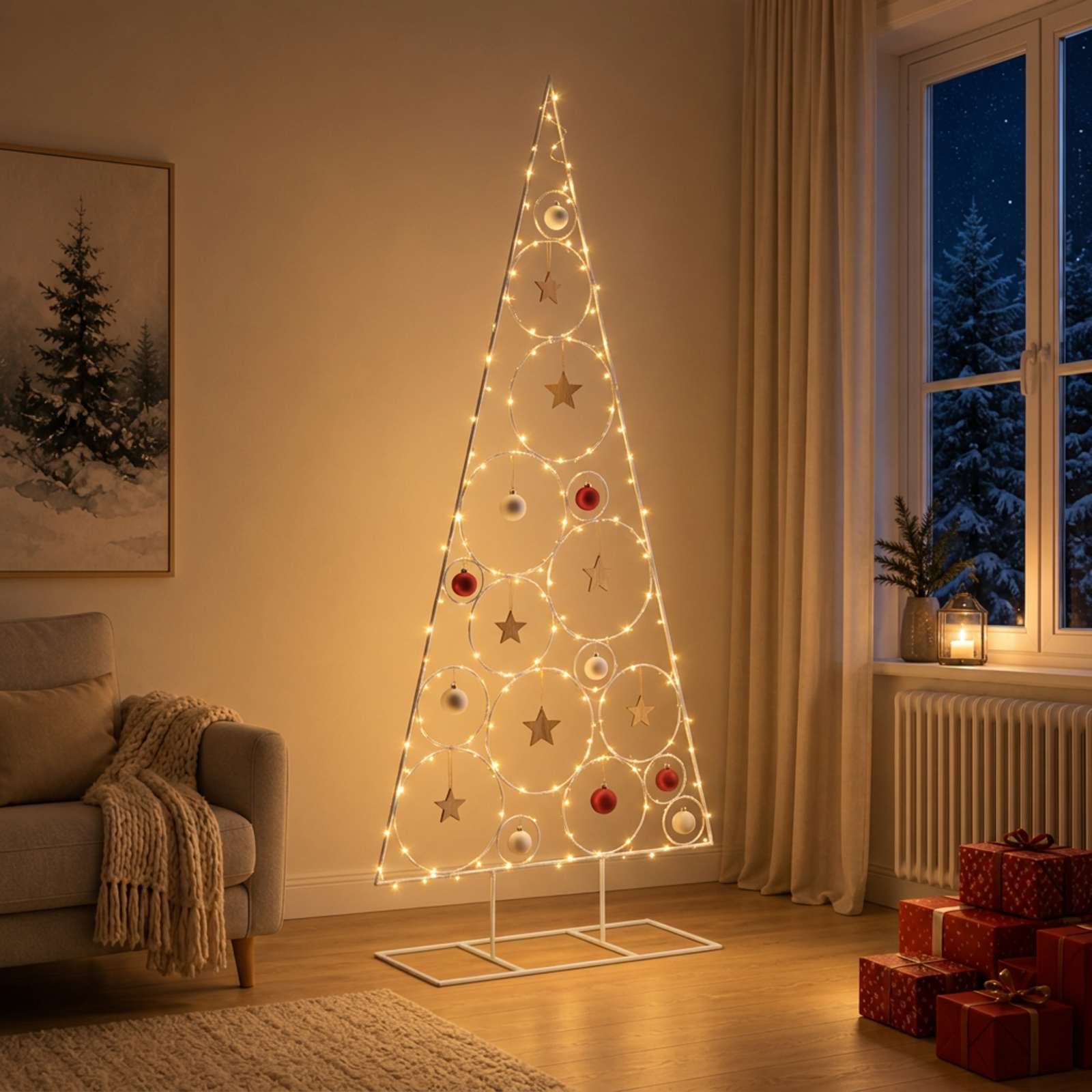 vidaXL Metall Weihnachtsbaum KUOPIO 180 cm Stahl Weiß – Bild 3