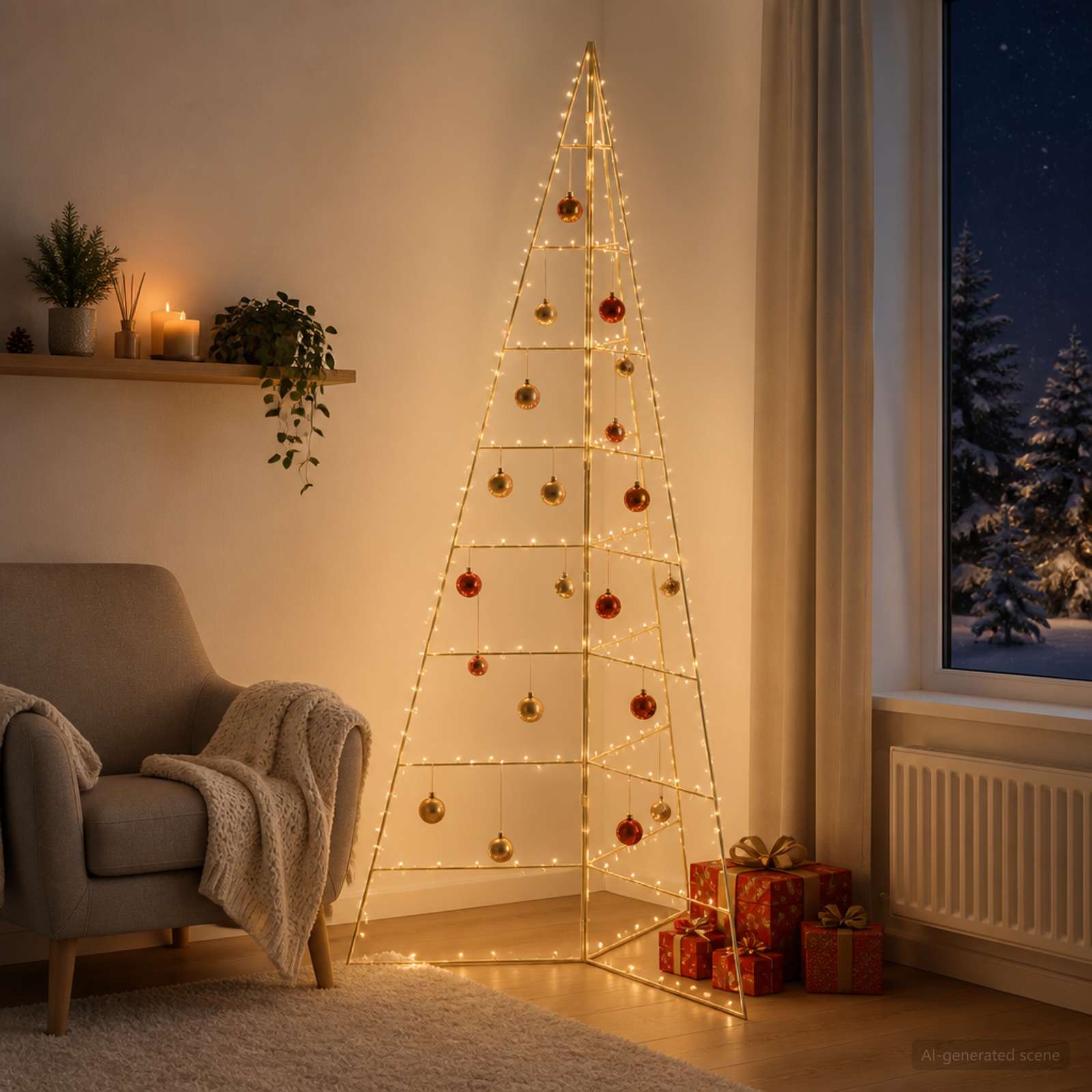 Metalen kerstboom KUOPIO 210 cm Staal Goud