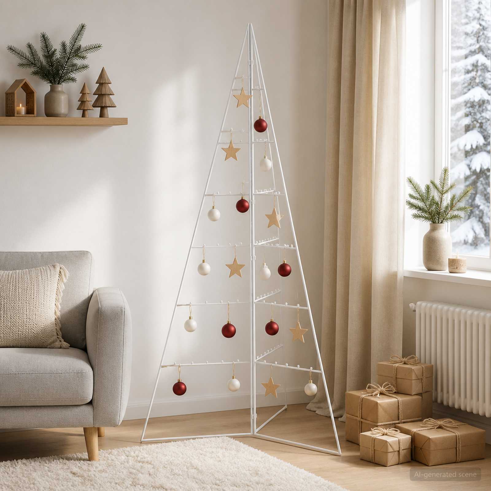 vidaXL Metal juletræ KUOPIO 140 cm Stål Hvid