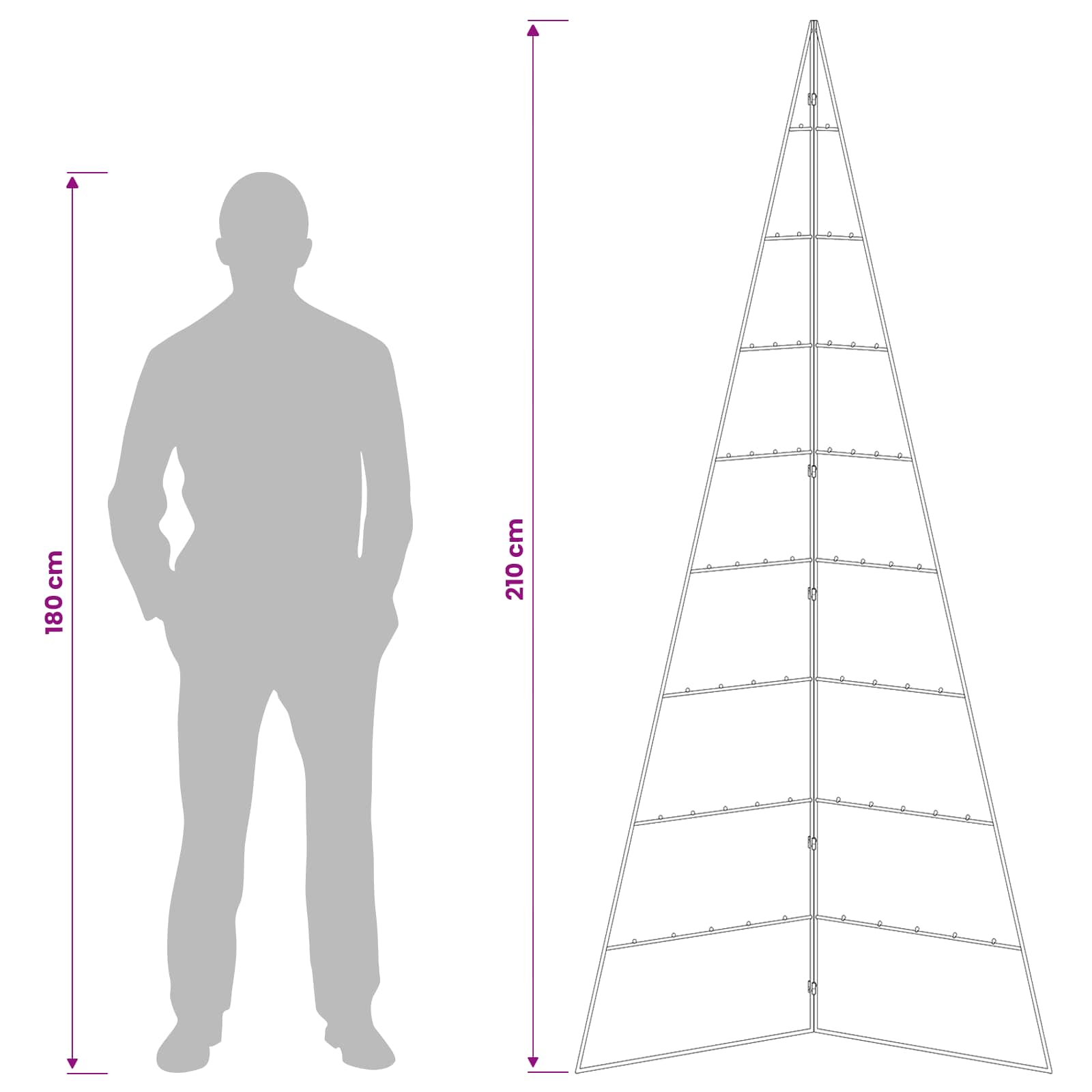 Kovinsko božično drevesce KUOPIO 210 cm Jeklo Bela