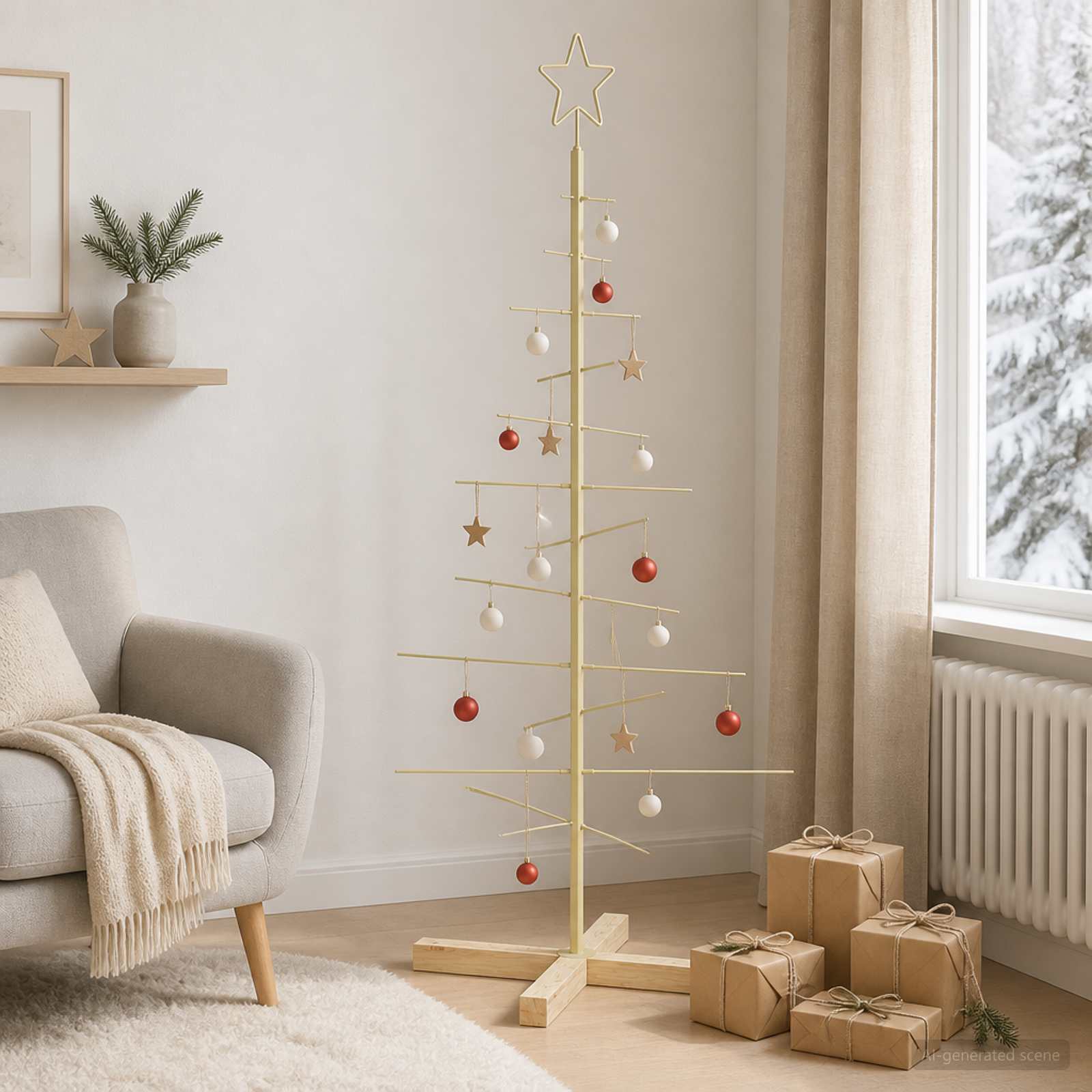 vidaXL - Metalen - kerstboom - KUOPIO - 120 - cm - Staal - Goud