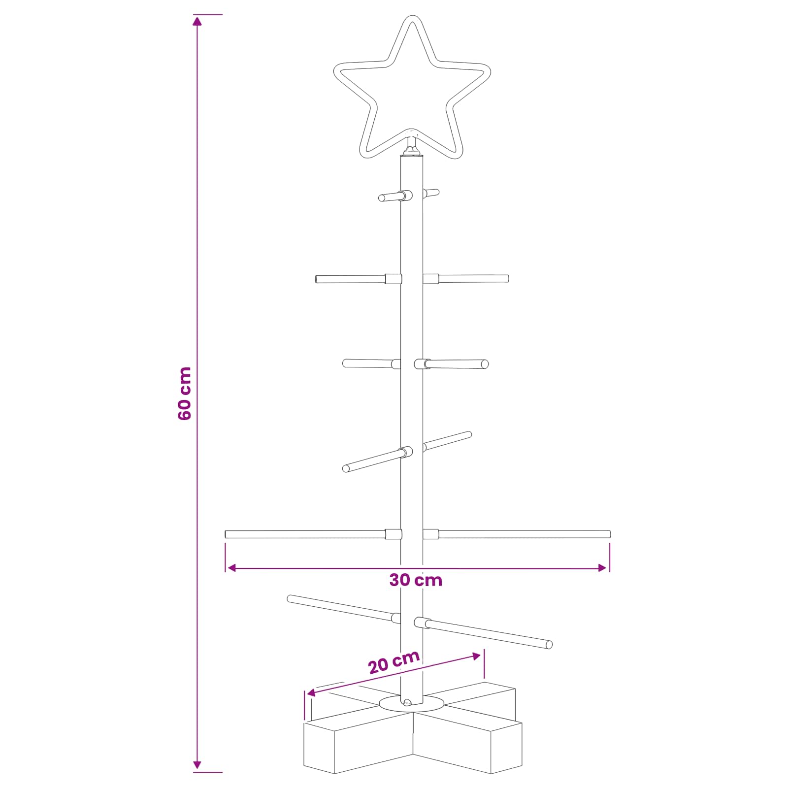 Kovinsko božično drevesce KUOPIO 60 cm Jeklo Bela