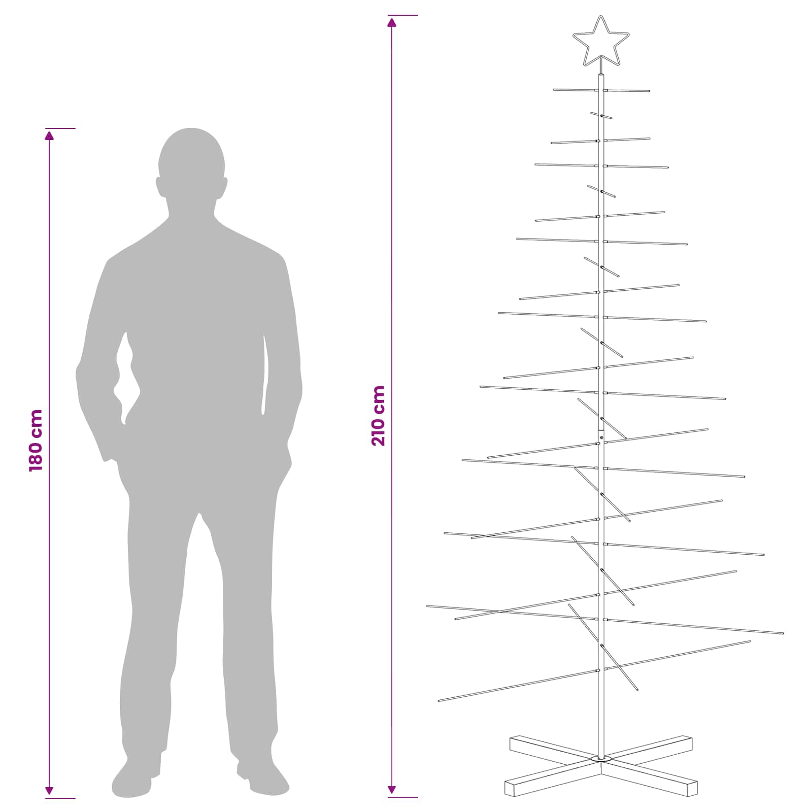 Kovinsko božično drevesce KUOPIO 210 cm Jeklo Bela