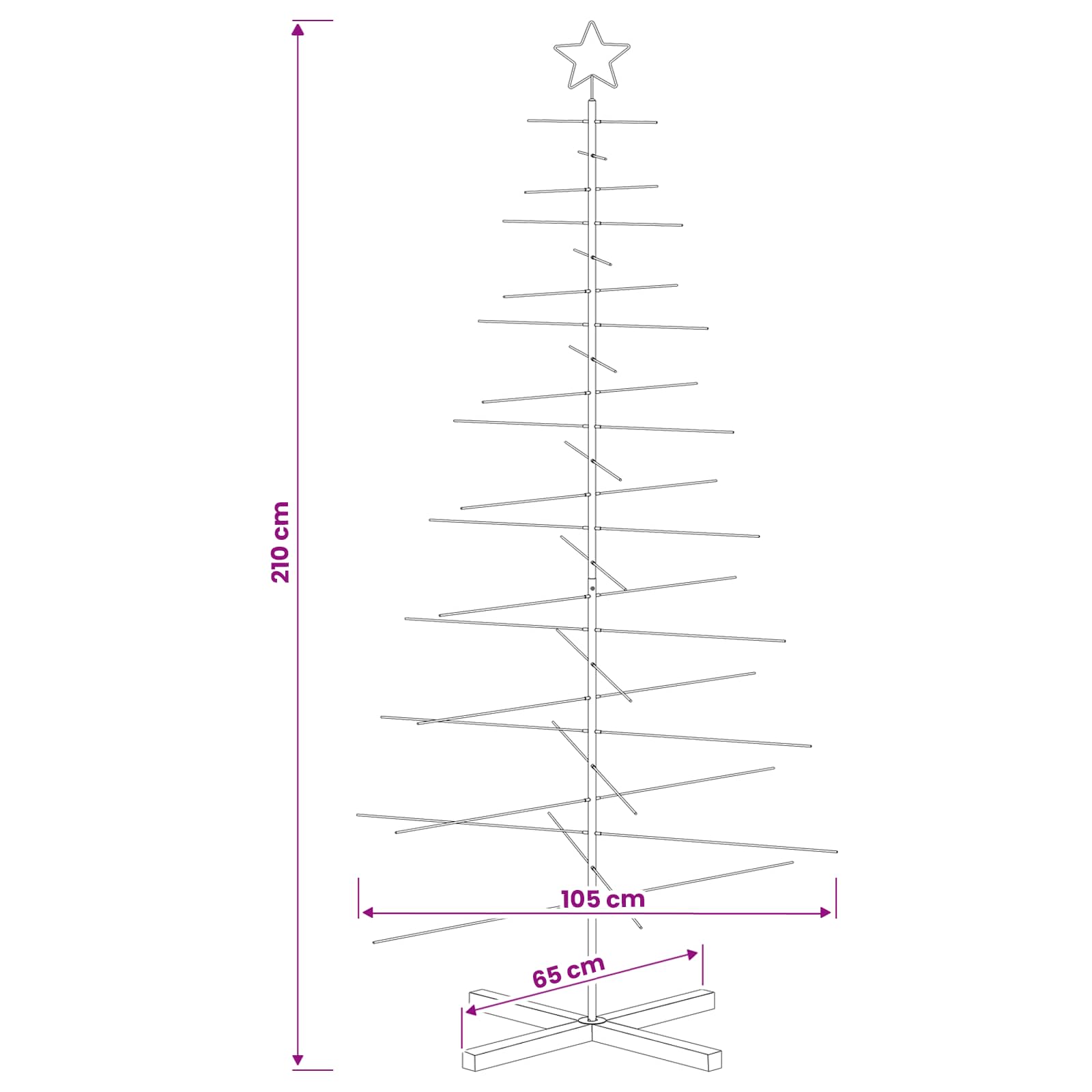 Kovinsko božično drevesce KUOPIO 210 cm Jeklo Bela