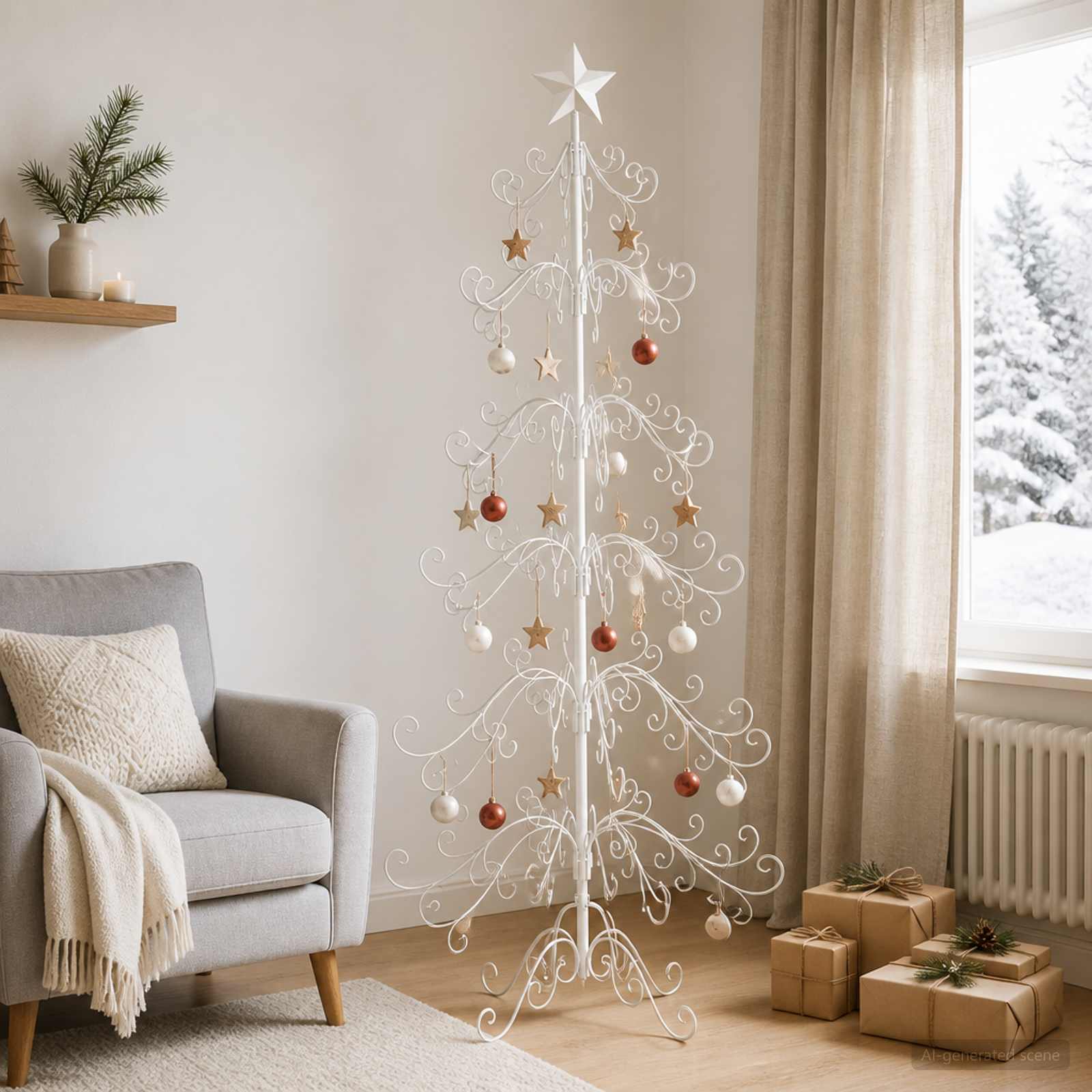 Kovinsko božično drevesce KUOPIO 180 cm Jeklo Bela