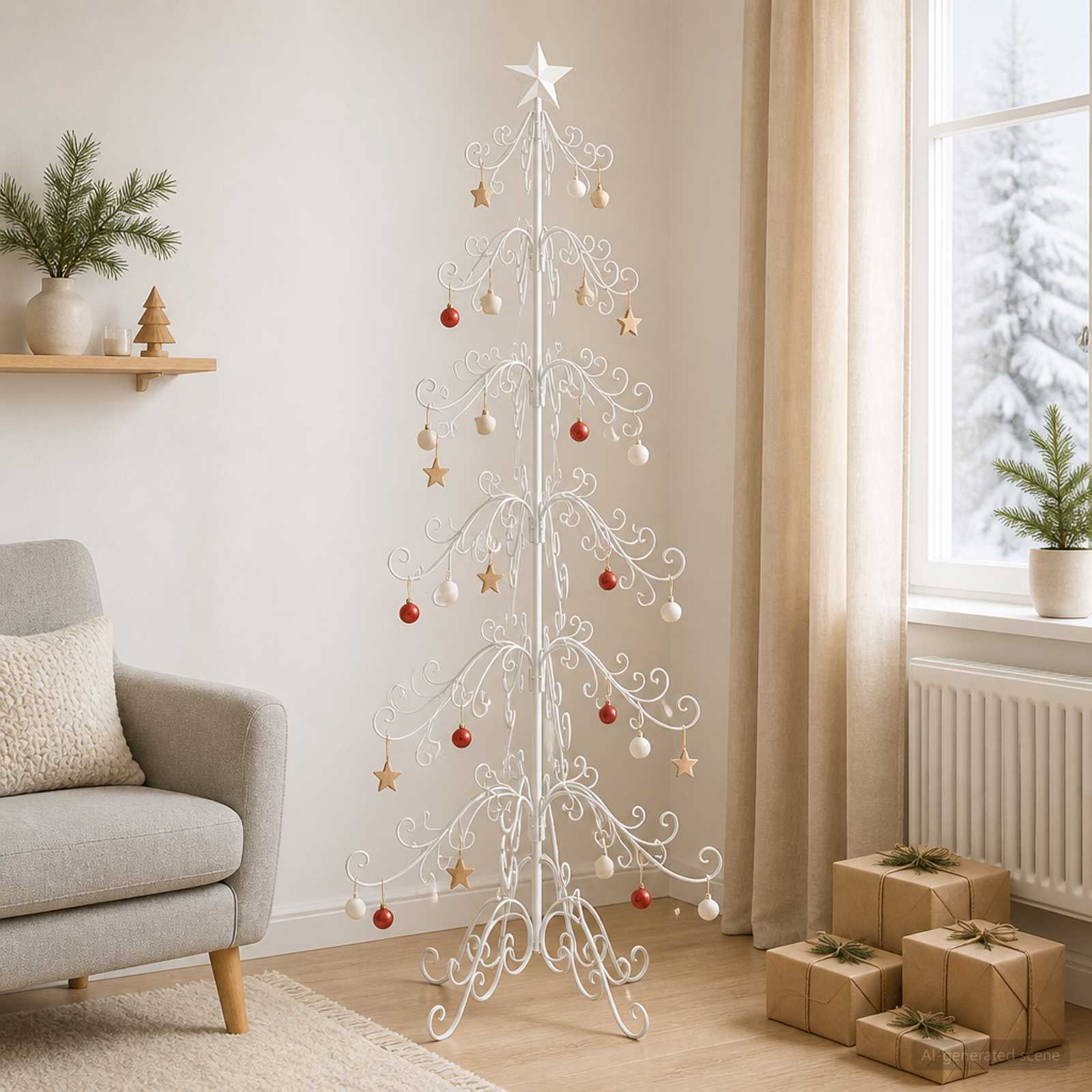 vidaXL Metal juletræ KUOPIO 210 cm Stål Hvid
