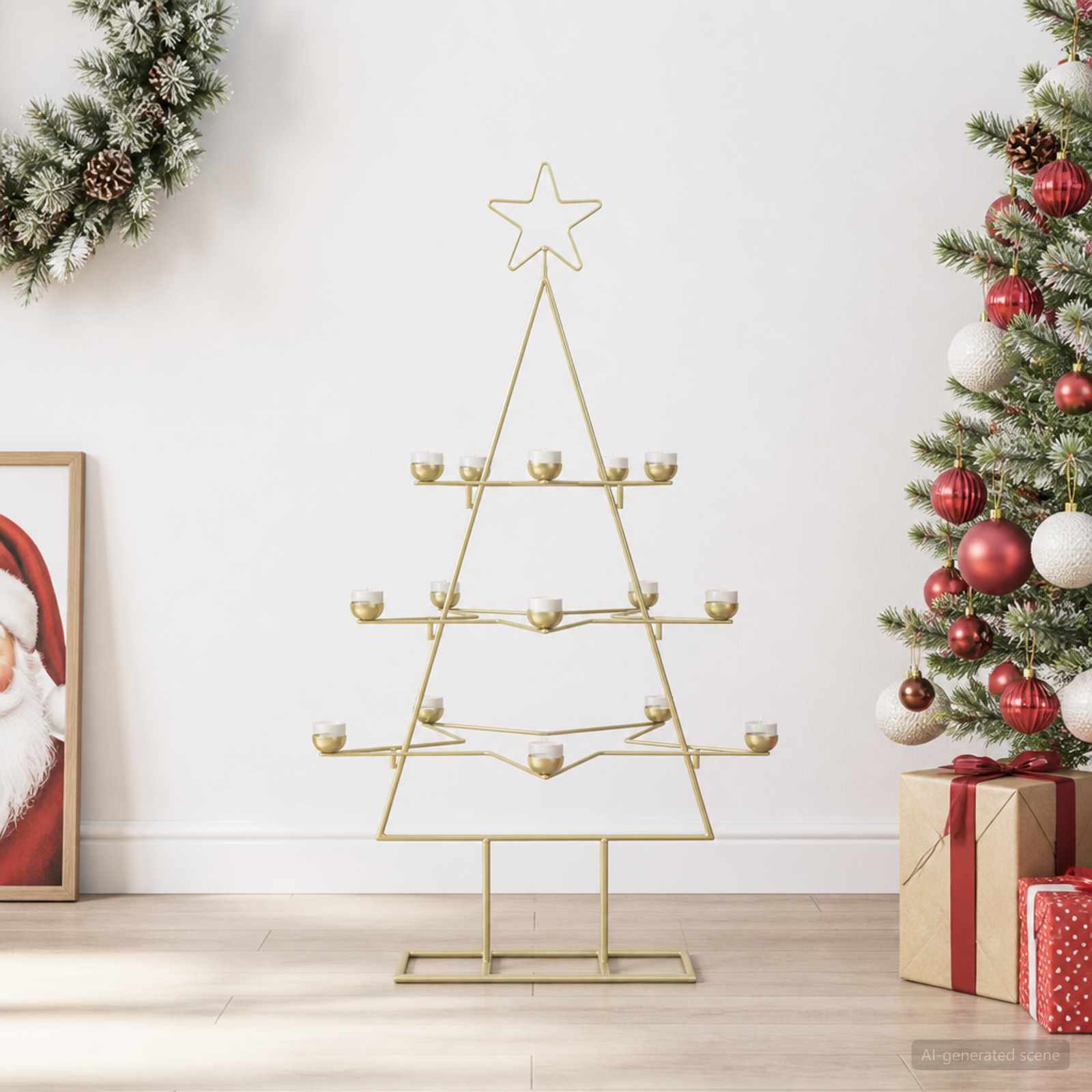 vidaXL Metal juletræ med holder KUOPIO 105 cm Stål Guld