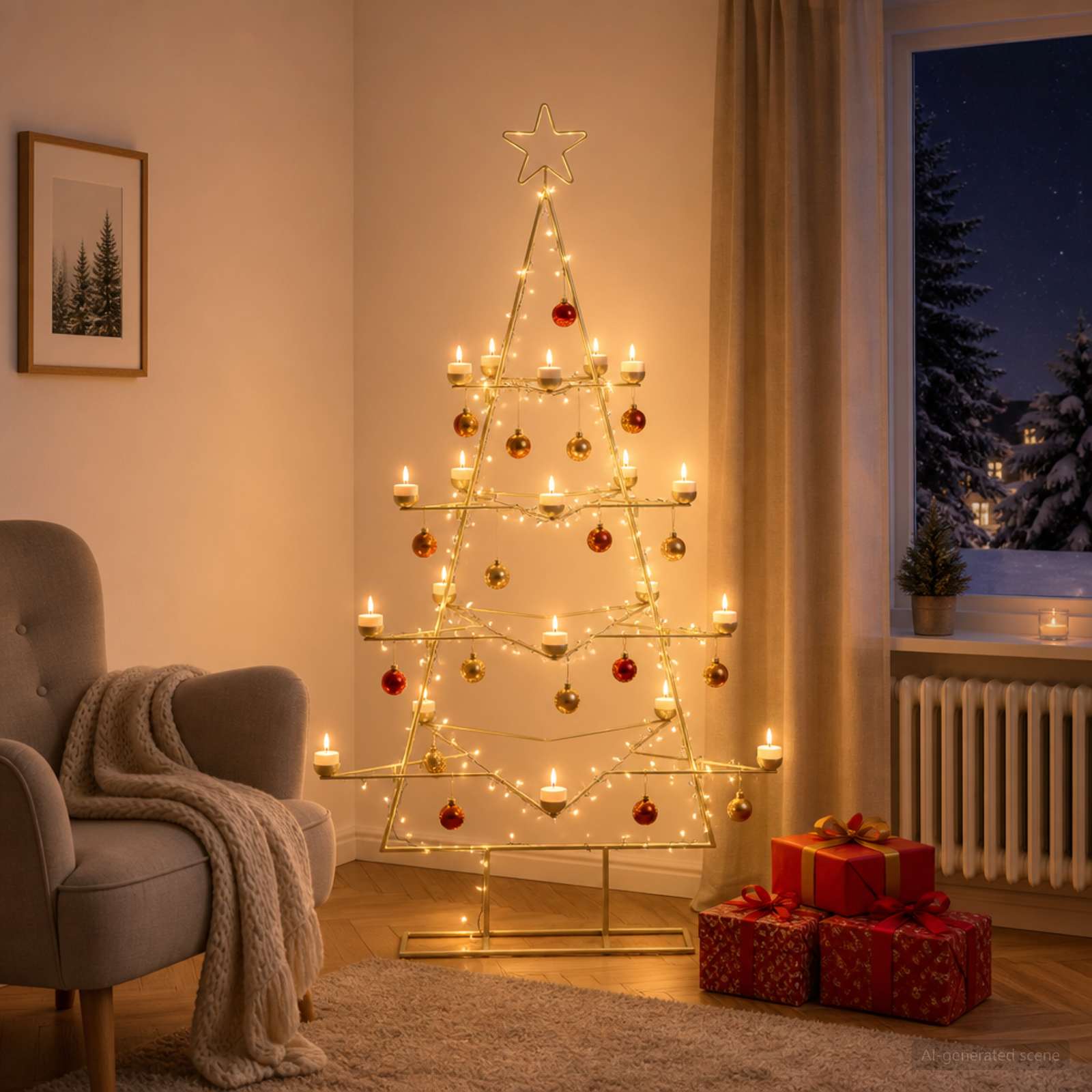 vidaXL Metal juletræ med holder KUOPIO 140 cm Stål Guld