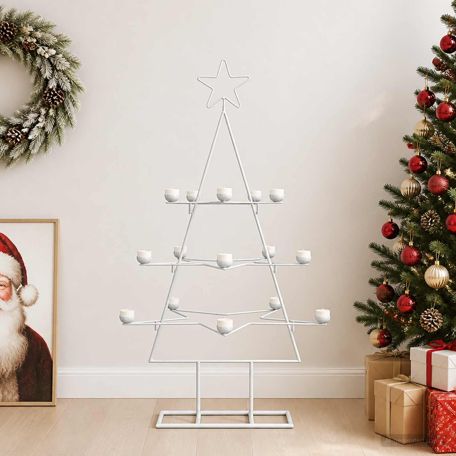 vidaXL Metal juletræ med holder KUOPIO 105 cm Stål Hvid